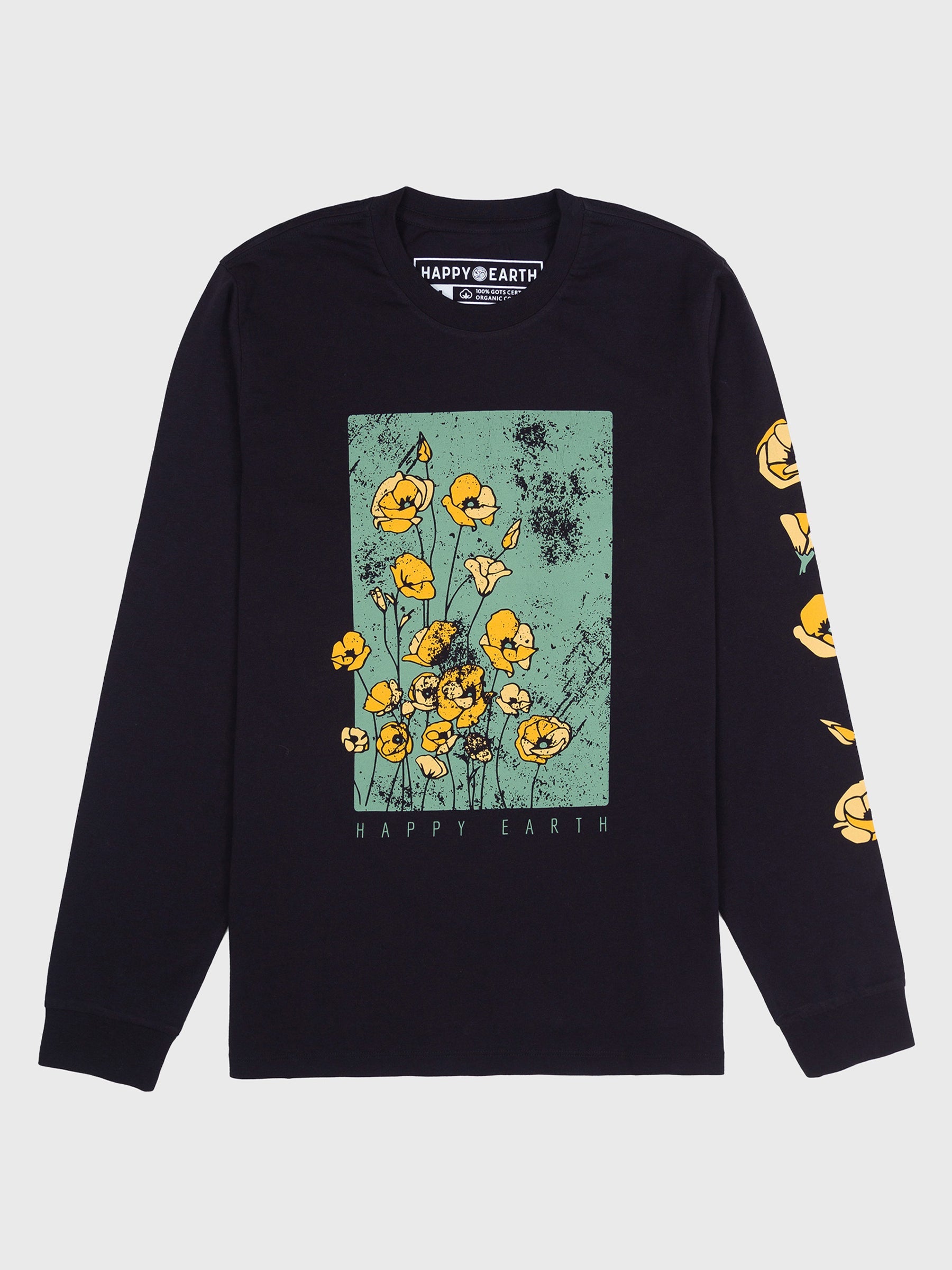 Superbloom Tee, a Organic Long Sleeve Tee by Happy Earth Apparel