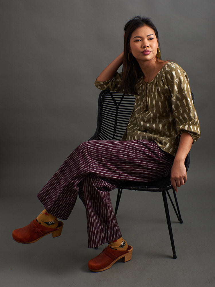 Rosie Pant (Plum Ikat)