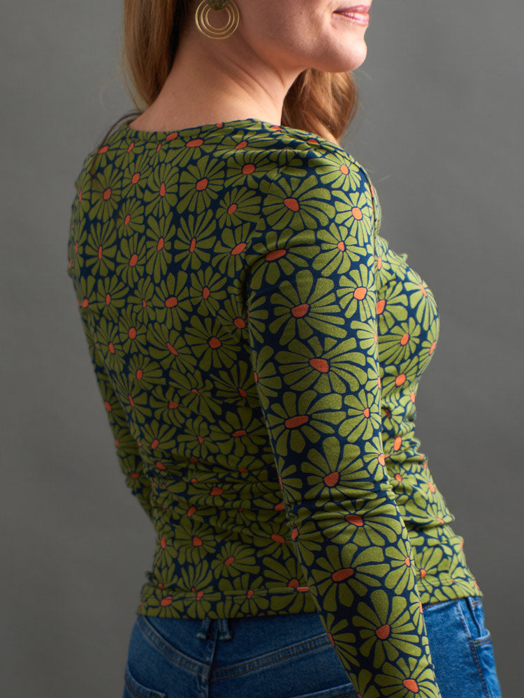 Gillian Wrap Top (Olive Floral)