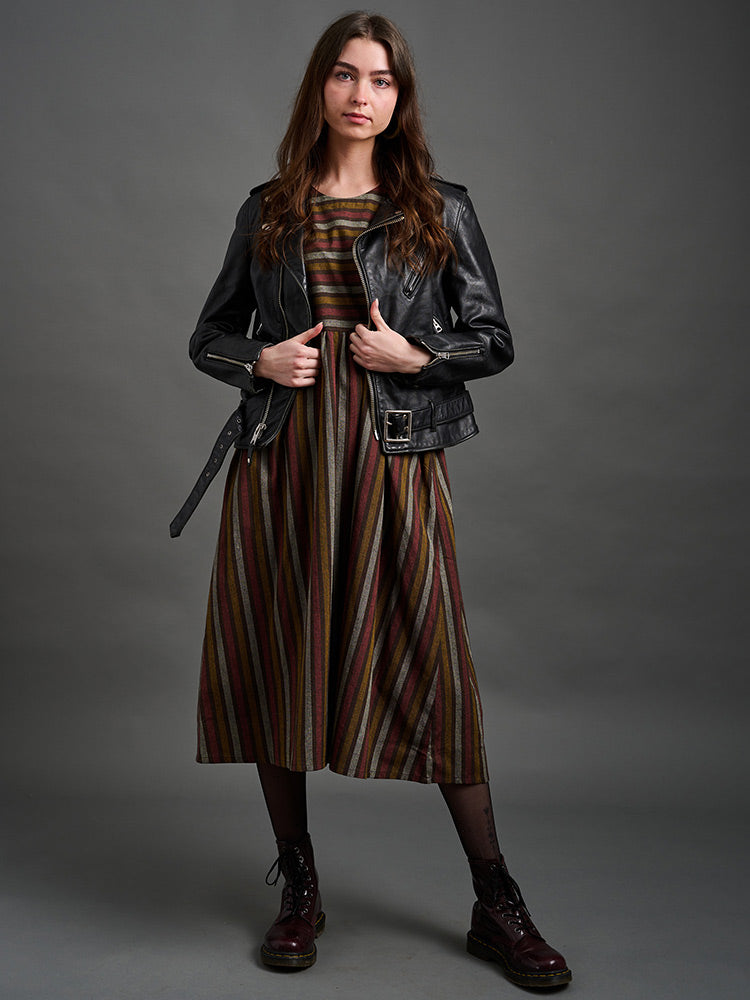 Kavita Dress (Chocolate Stripe)