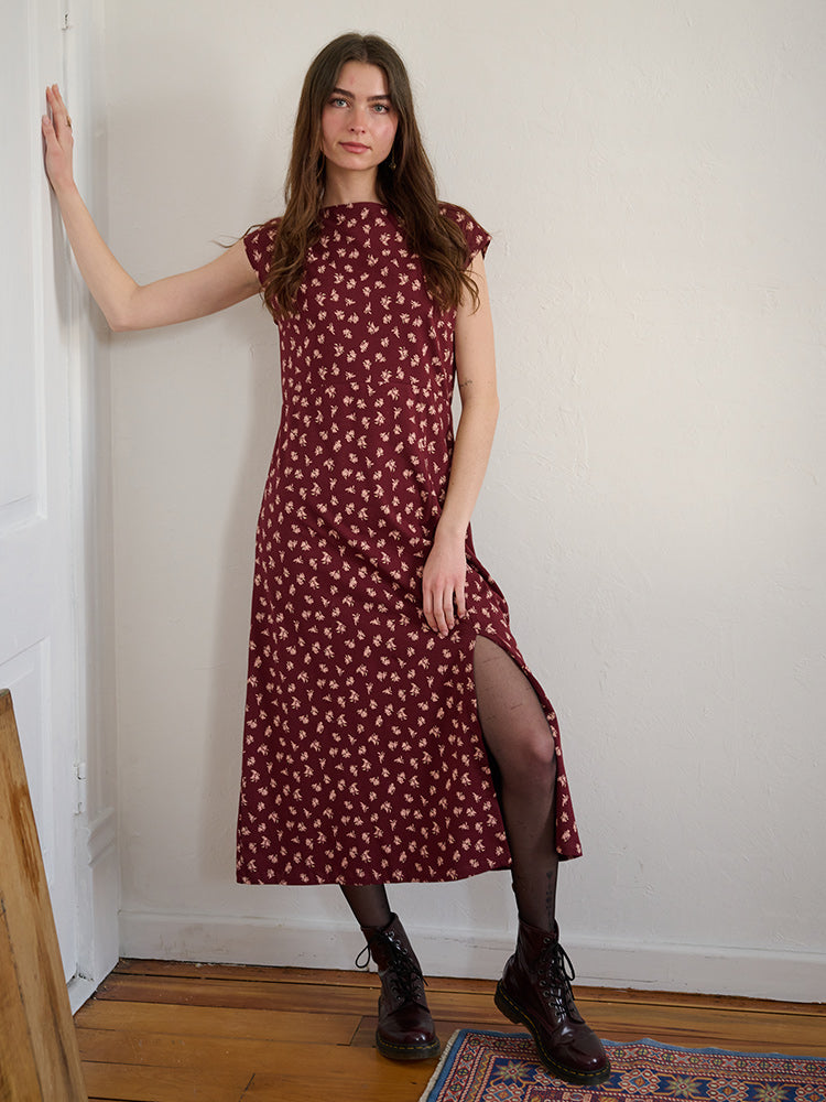 Elise Sheath Dress (Burgundy Bouquet)