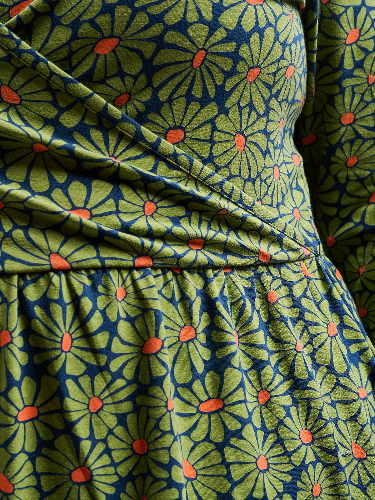 Callie Long Sleeve Plus Size Wrap Dress (Olive Floral)