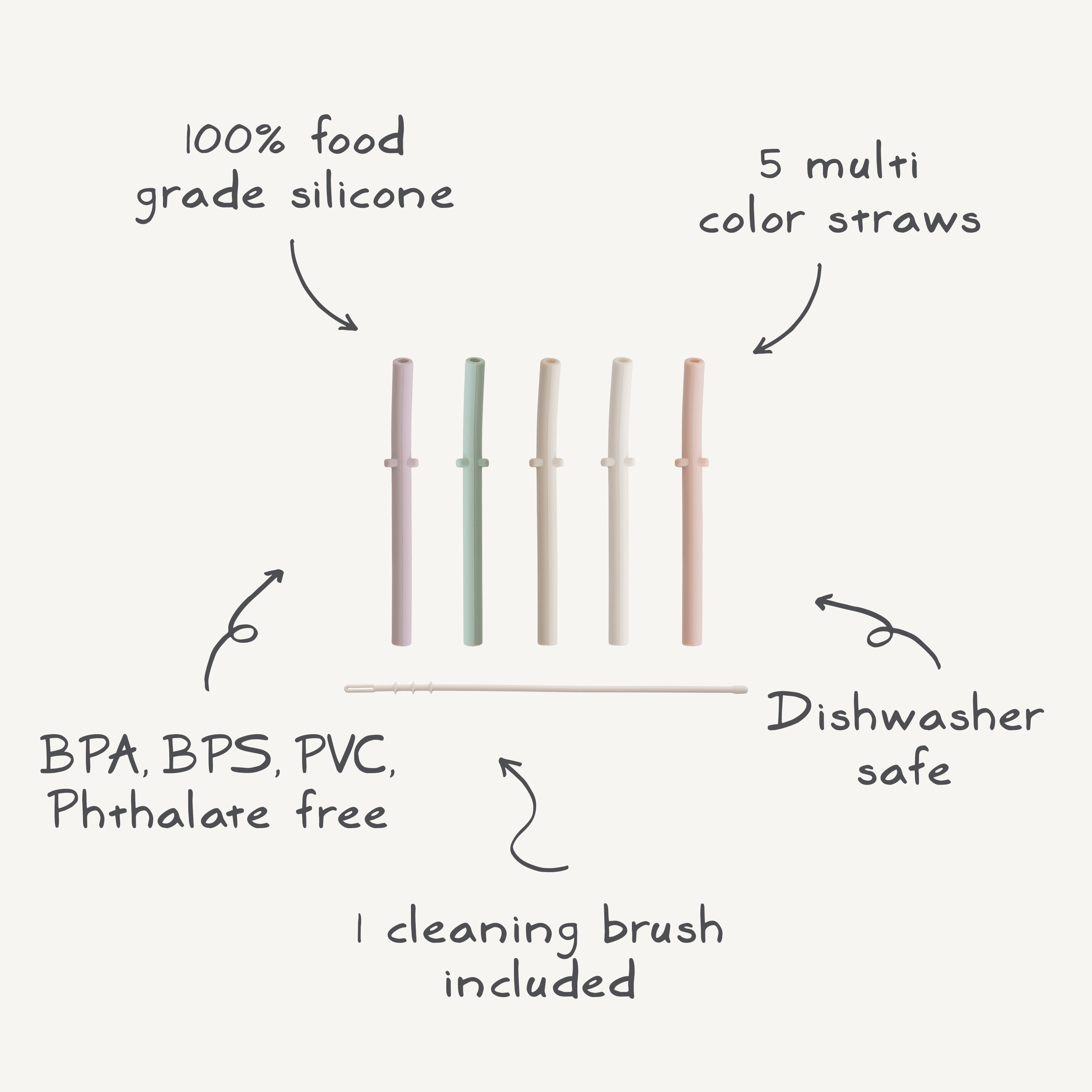 Silicone Replacement Straws (5 Pack)