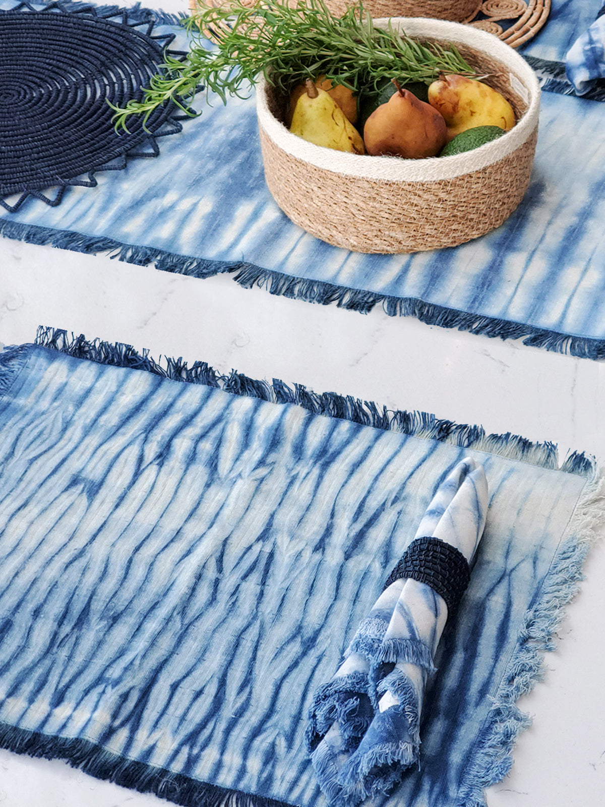 Tie Dye Cotton Placemat Set of 4 (Indigo Blue)