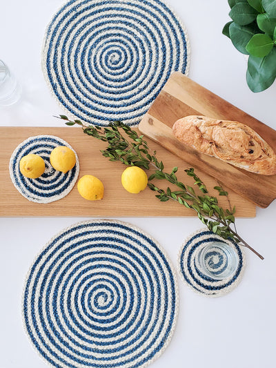 Kata Blue Spiral Coaster Trivet (Set of 4)
