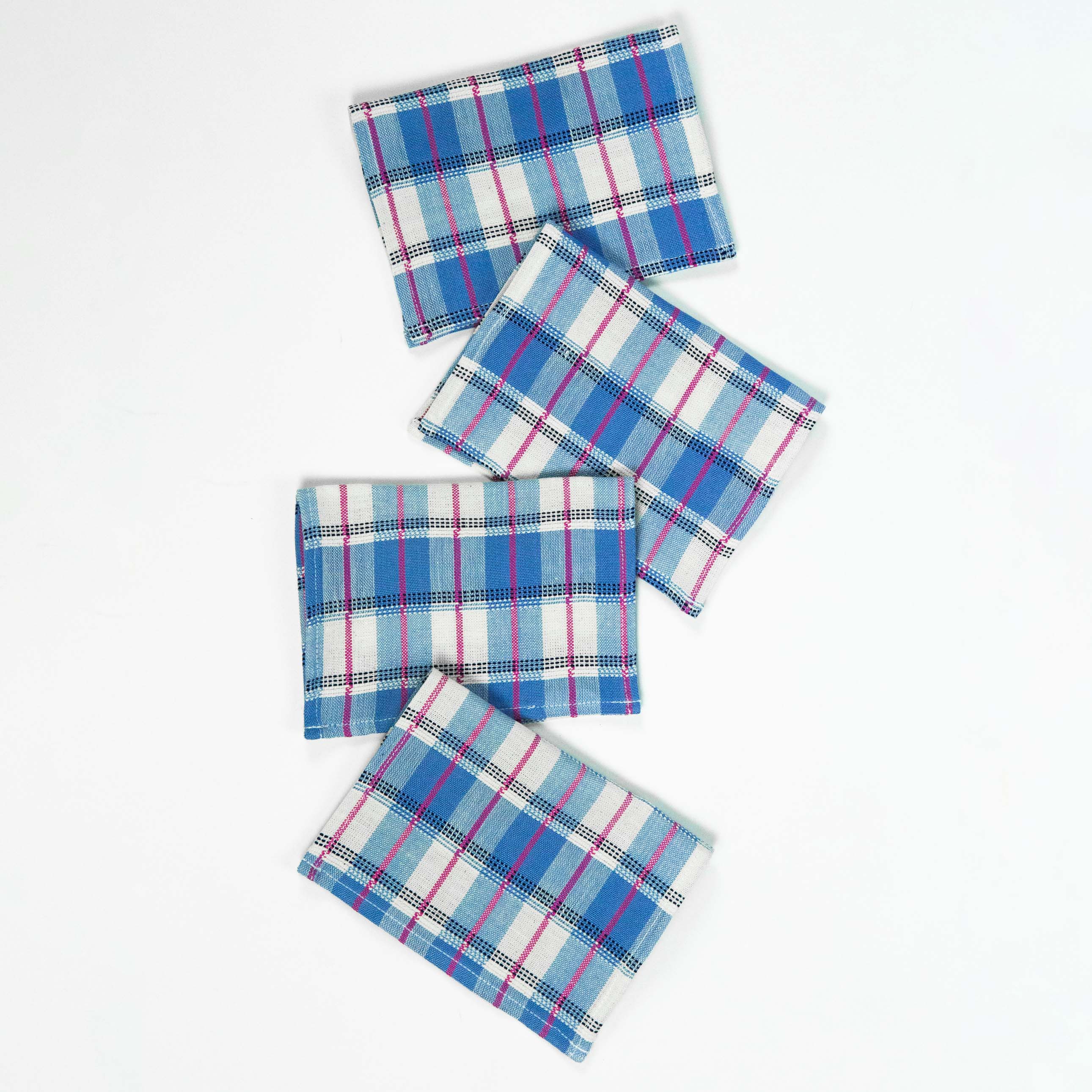 San Andres Gingham Cocktail Napkins (Blue & White)