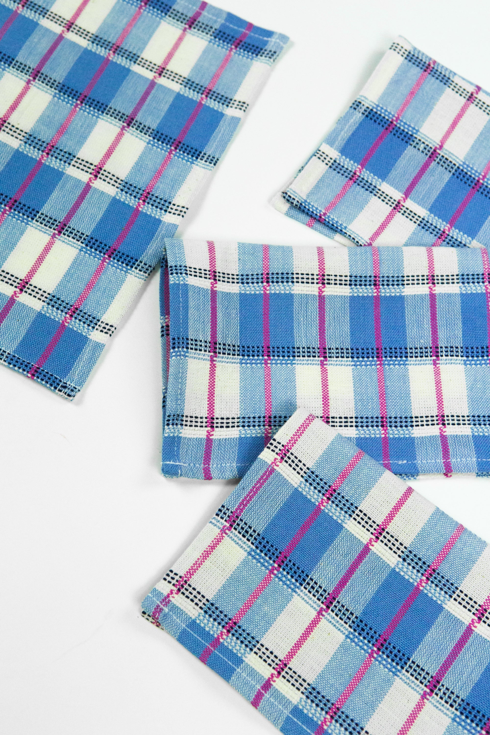 San Andres Gingham Cocktail Napkins (Blue & White)
