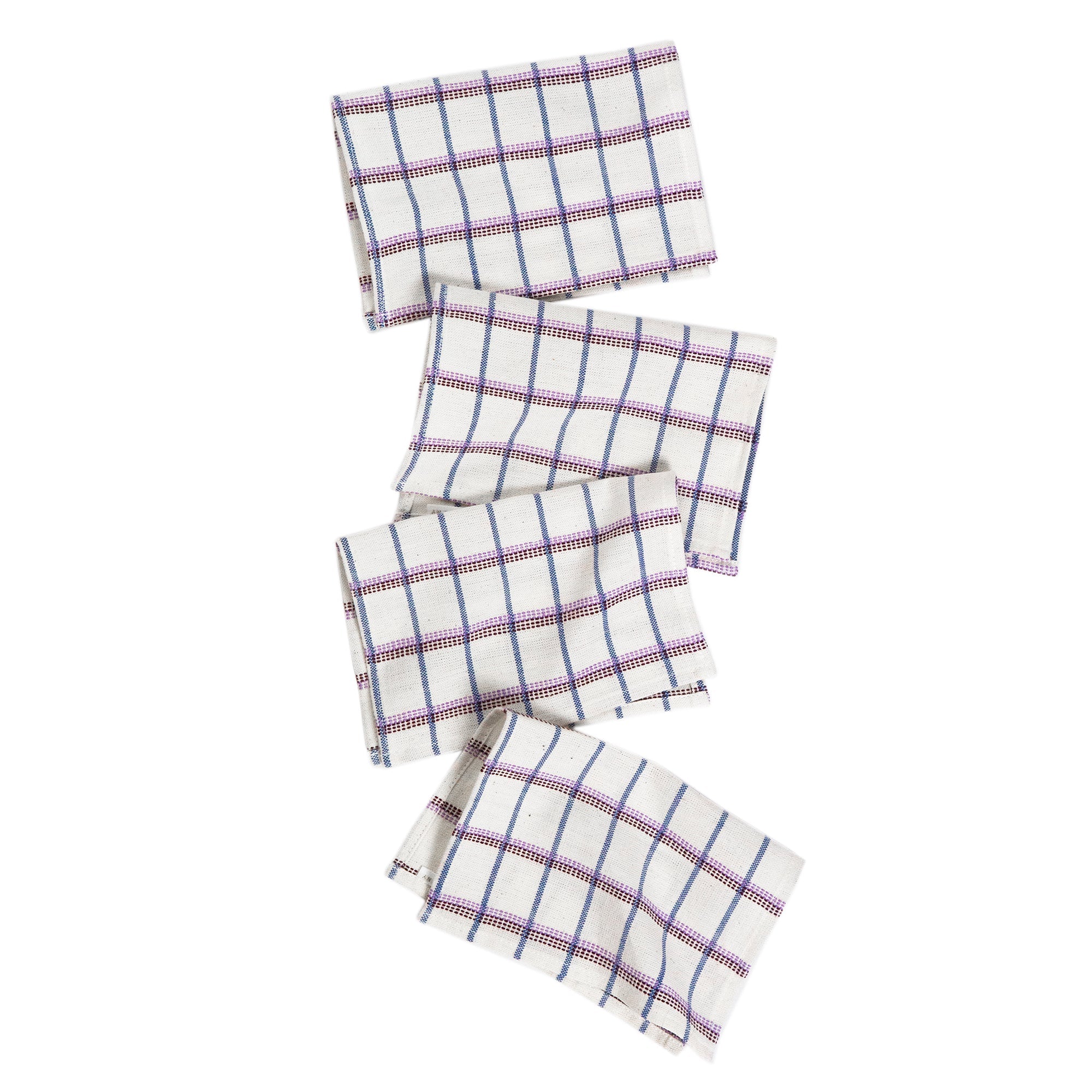 San Lucas Plaid White Cocktail Napkins (Set of 4)