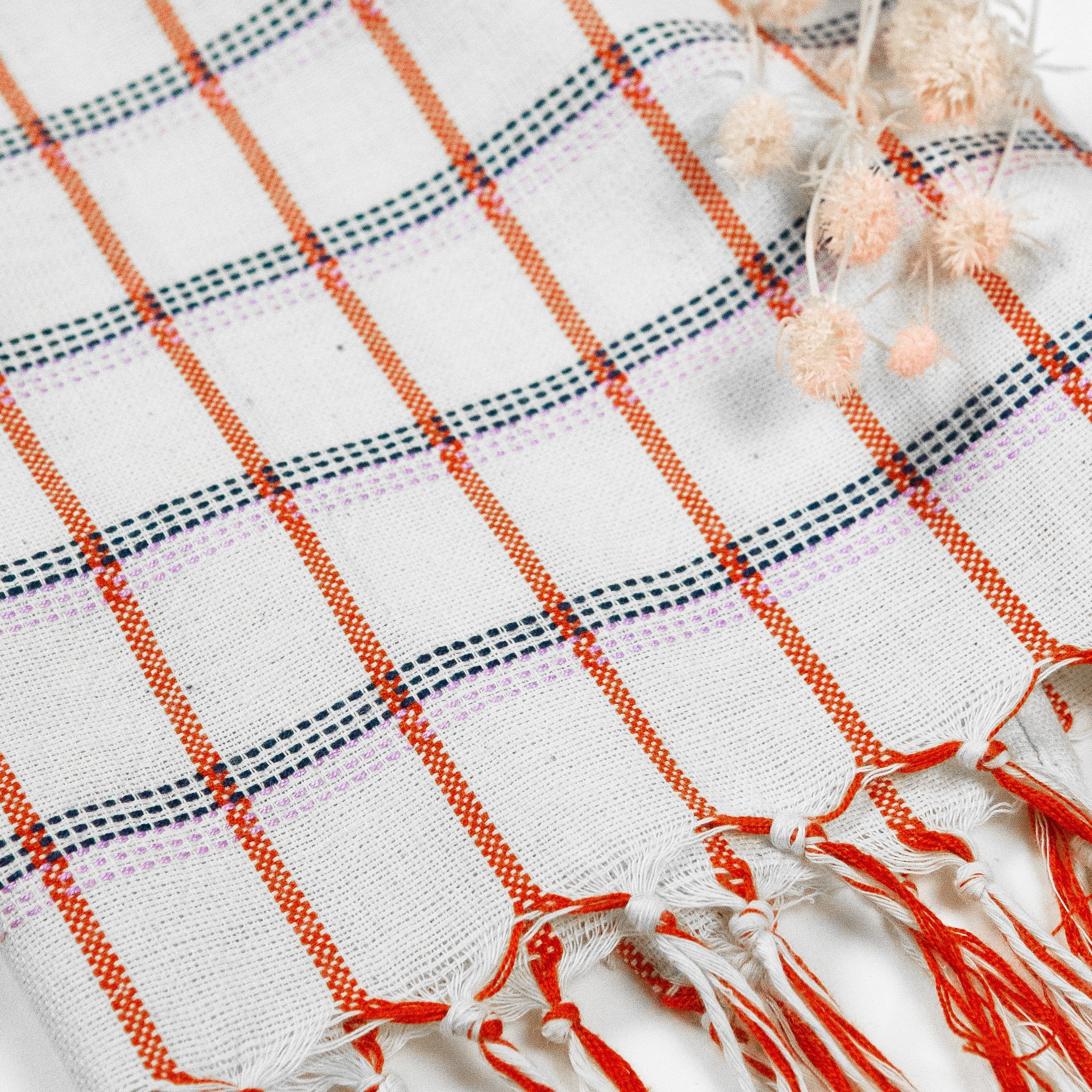 Kitchen Towel (San Lucas Plaid White & Orange)
