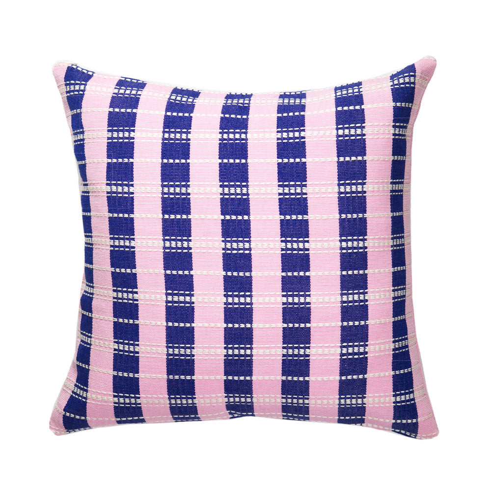 Santiago Grid Pillow (Royal & Baby Pink)