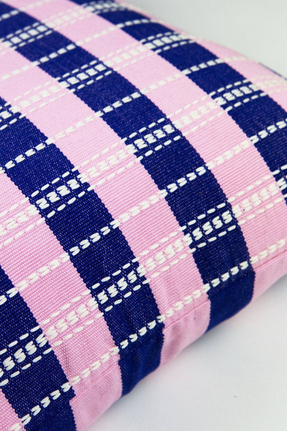 Santiago Grid Pillow (Royal & Baby Pink)