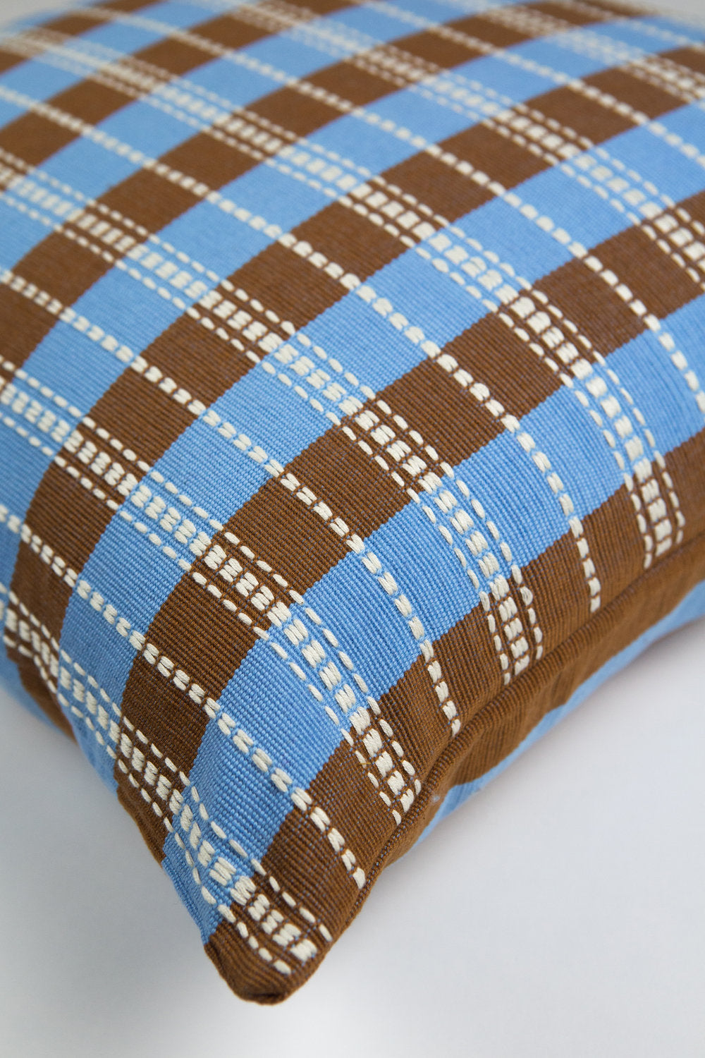 Santiago Grid Pillow (Blue & Umber)