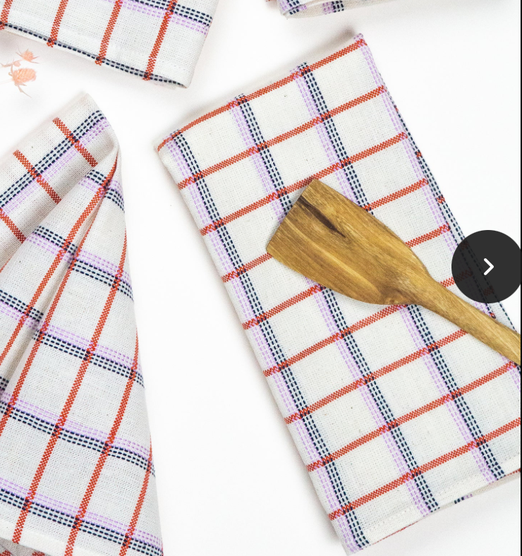 San Lucas Plaid Napkins (White & Orange)
