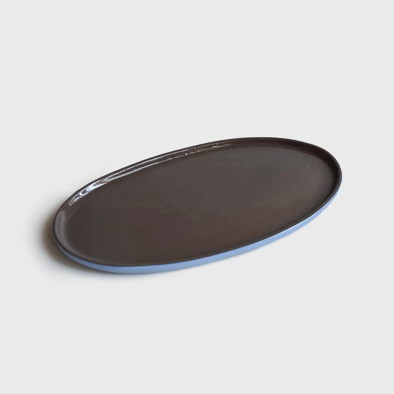 Porcelain Oval Serving Platter (Forget-me-not/Chocolate)