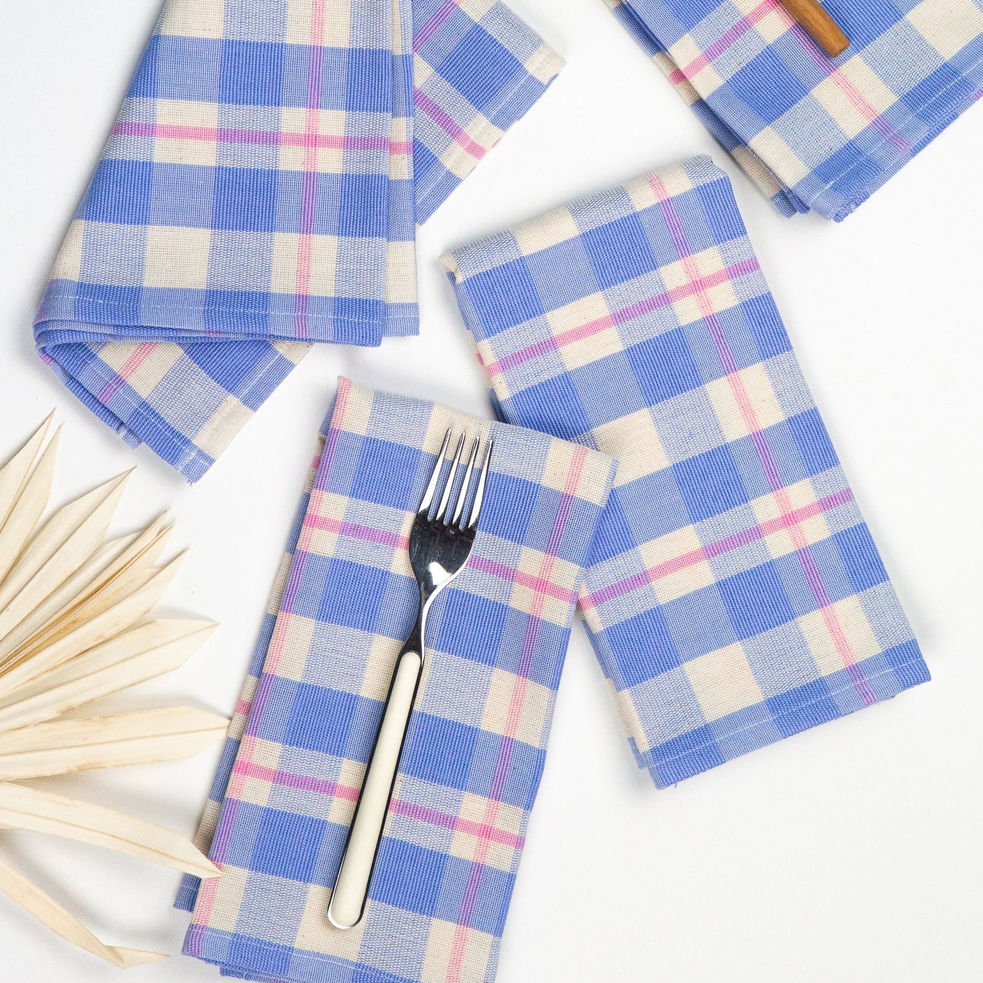 Abigail Plaid Dinner Napkin (Blue & Pink)