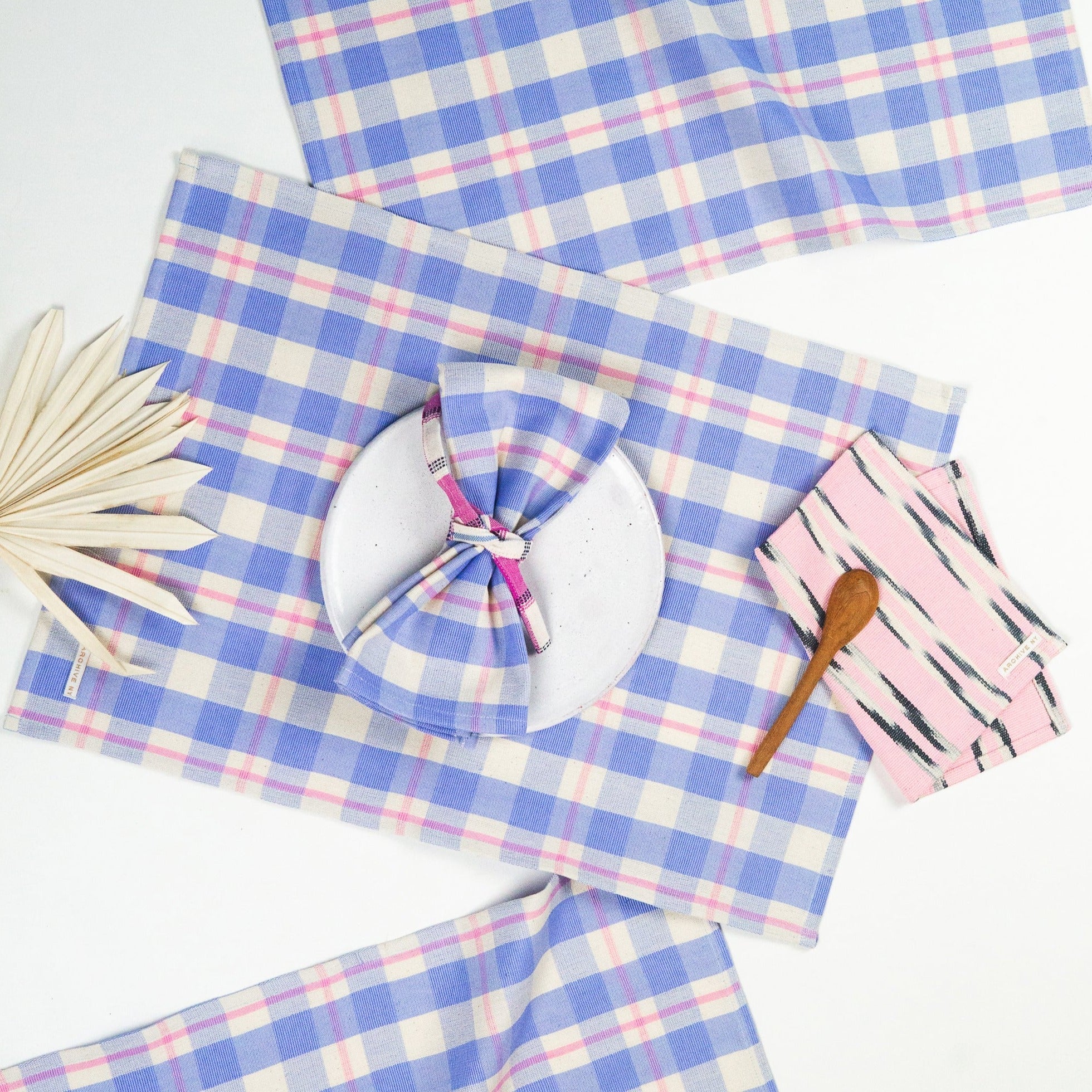 Abigail Plaid Placemat (Blue & Pink)