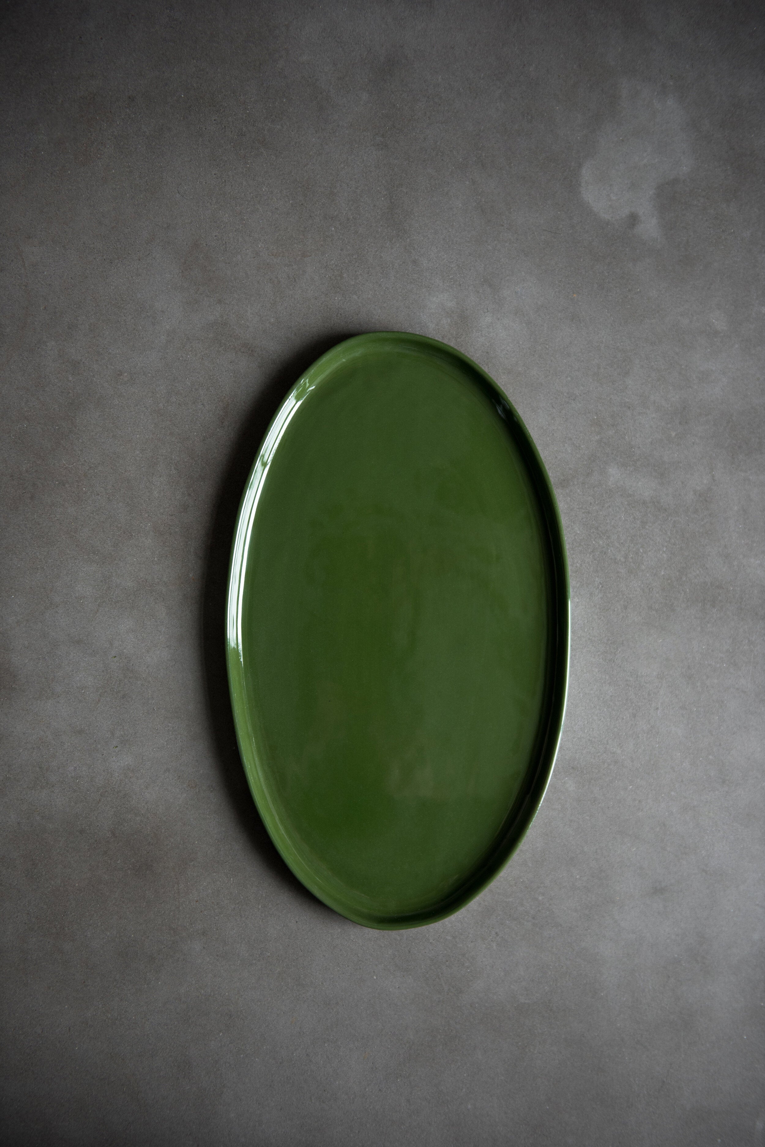 Oval Porcelain Serving Platter (Green)