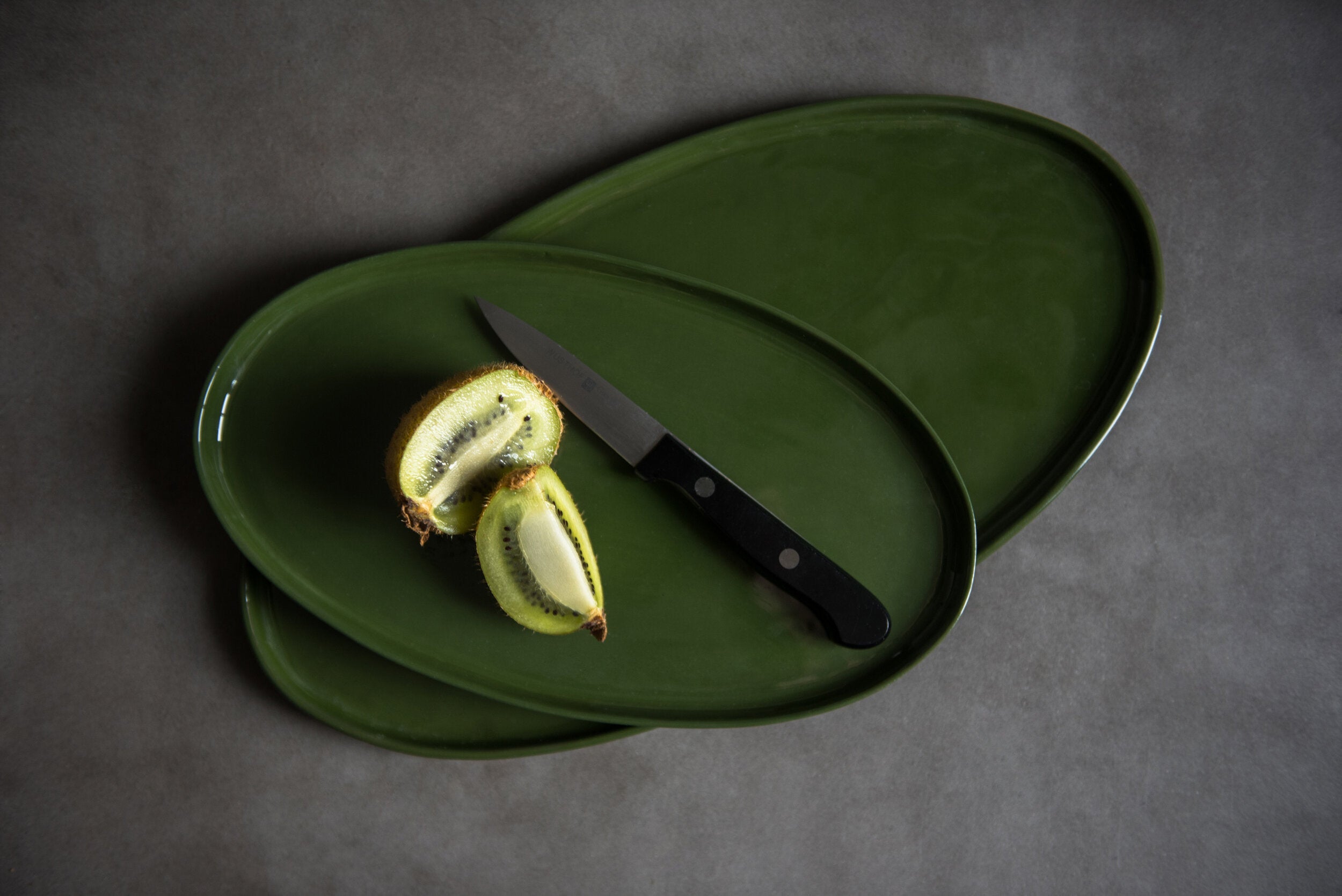 Oval Porcelain Serving Platter (Green)