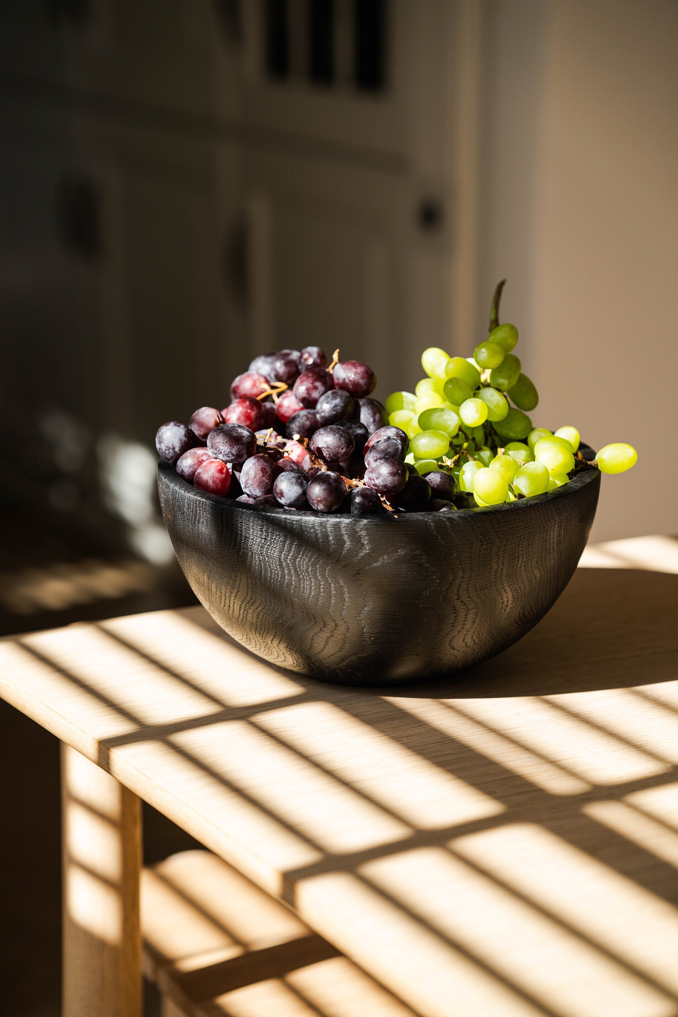 Large Half Charred Wooden Bowl