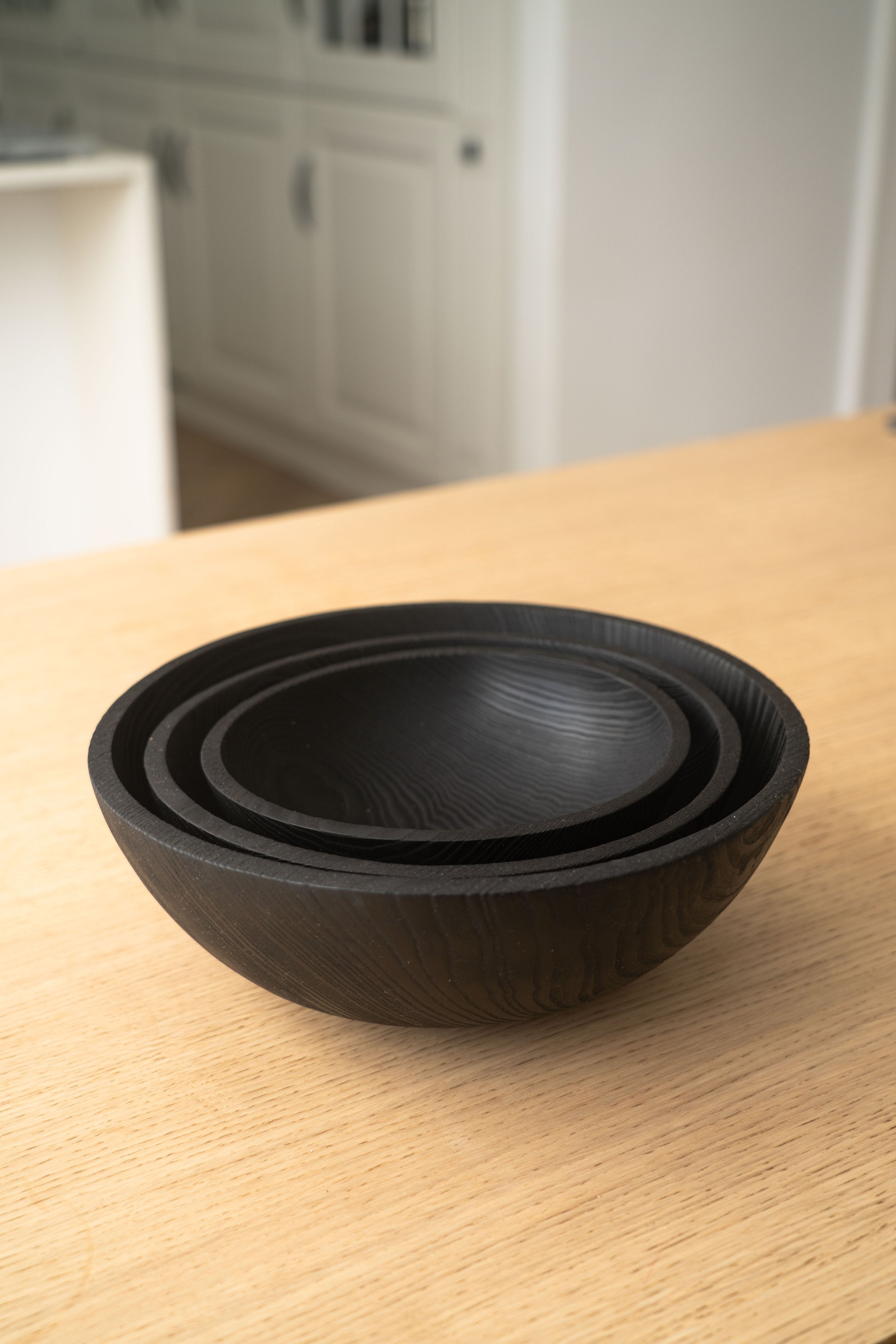 Charred Ash Wood Nesting Bowl Set