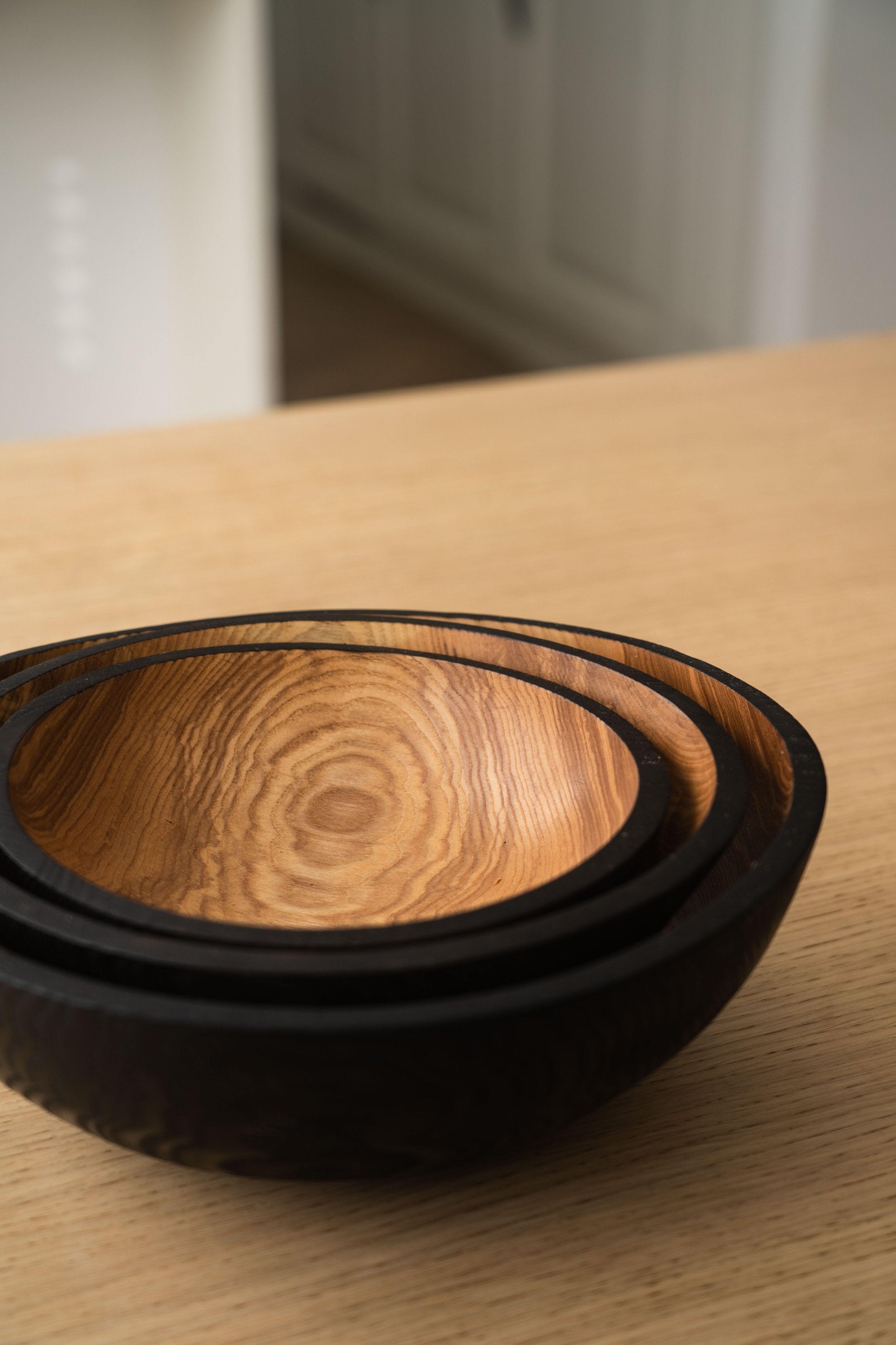 Half Charred Ashwood Nesting Bowl Set