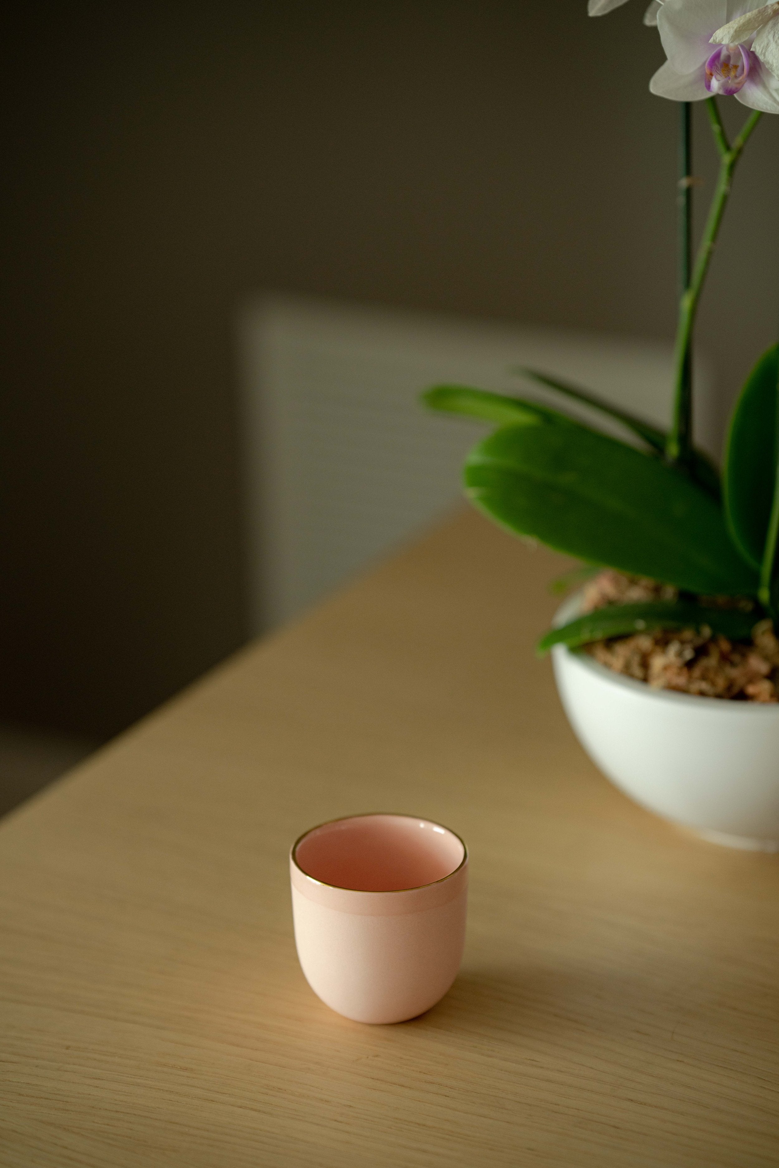 Porcelain Espresso Cup with Gold Rim (Powder Pink)