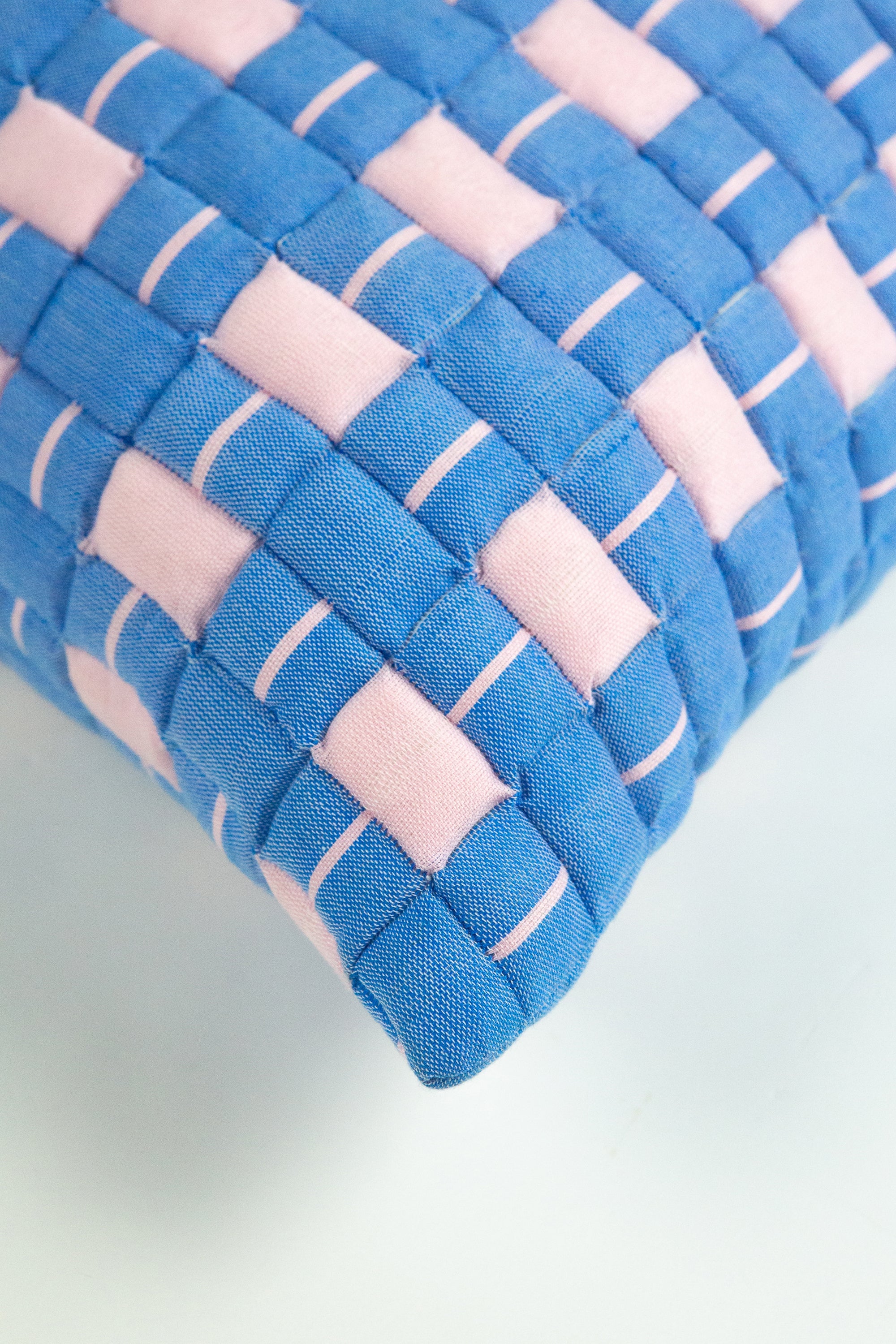 Sujani Quilted Pillow (Soft Pink & Blue)