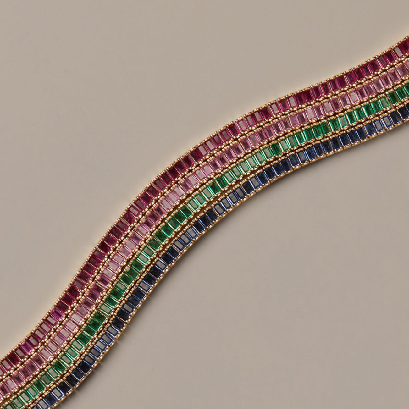 Lab Grown Blue Sapphire Baguette Tennis Necklace