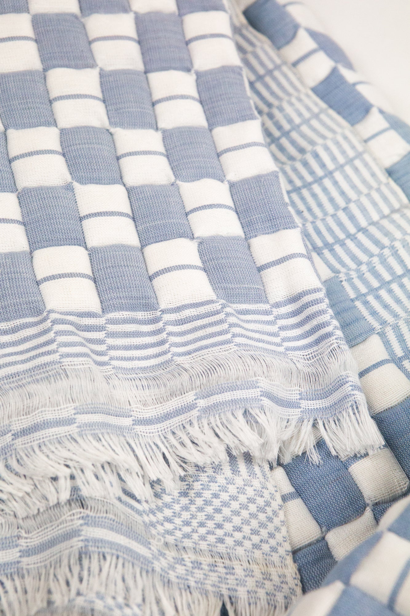 Quilted Sujani Throw Blanket (Blue Grey)