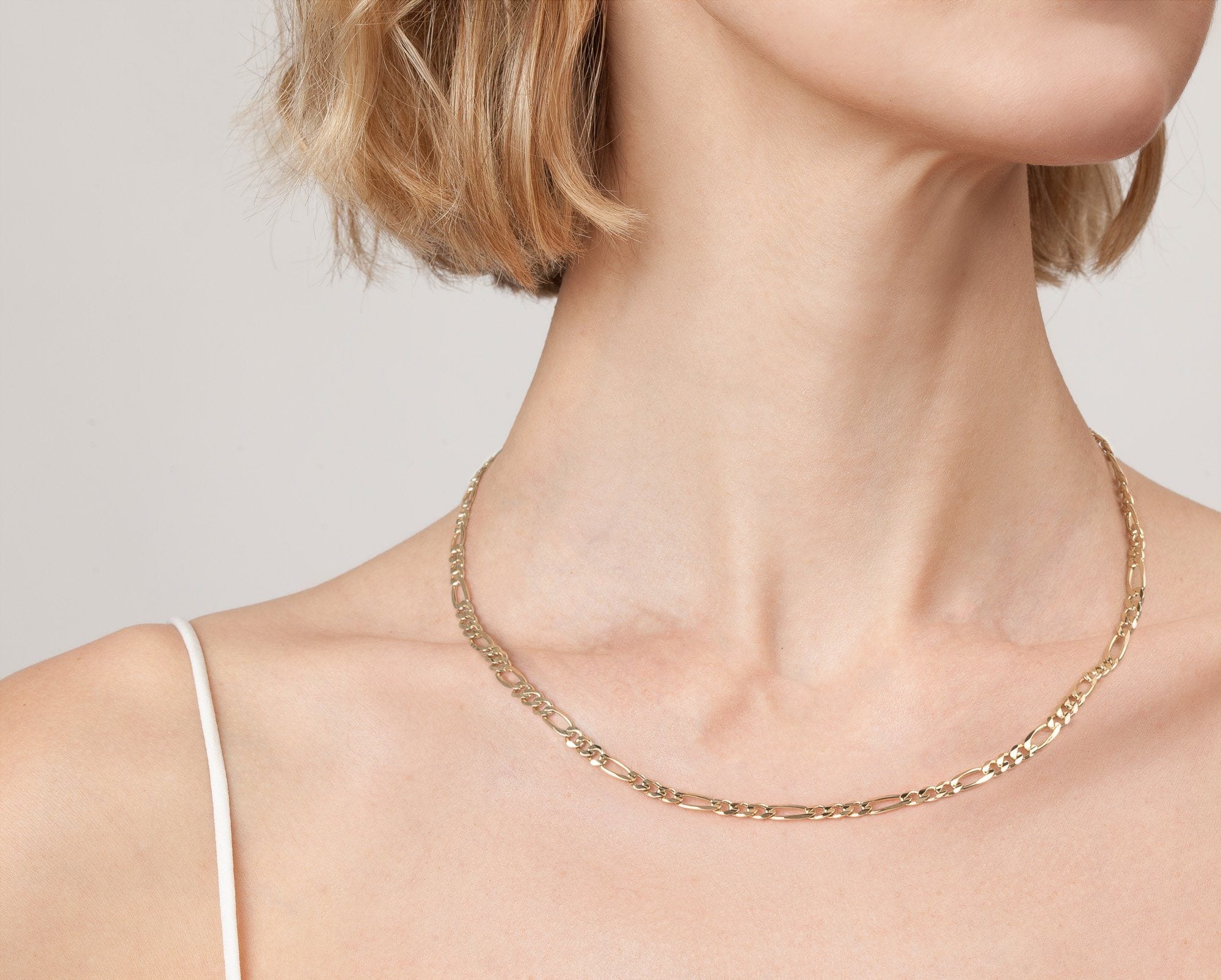 Large Gold Figaro Chain Necklace