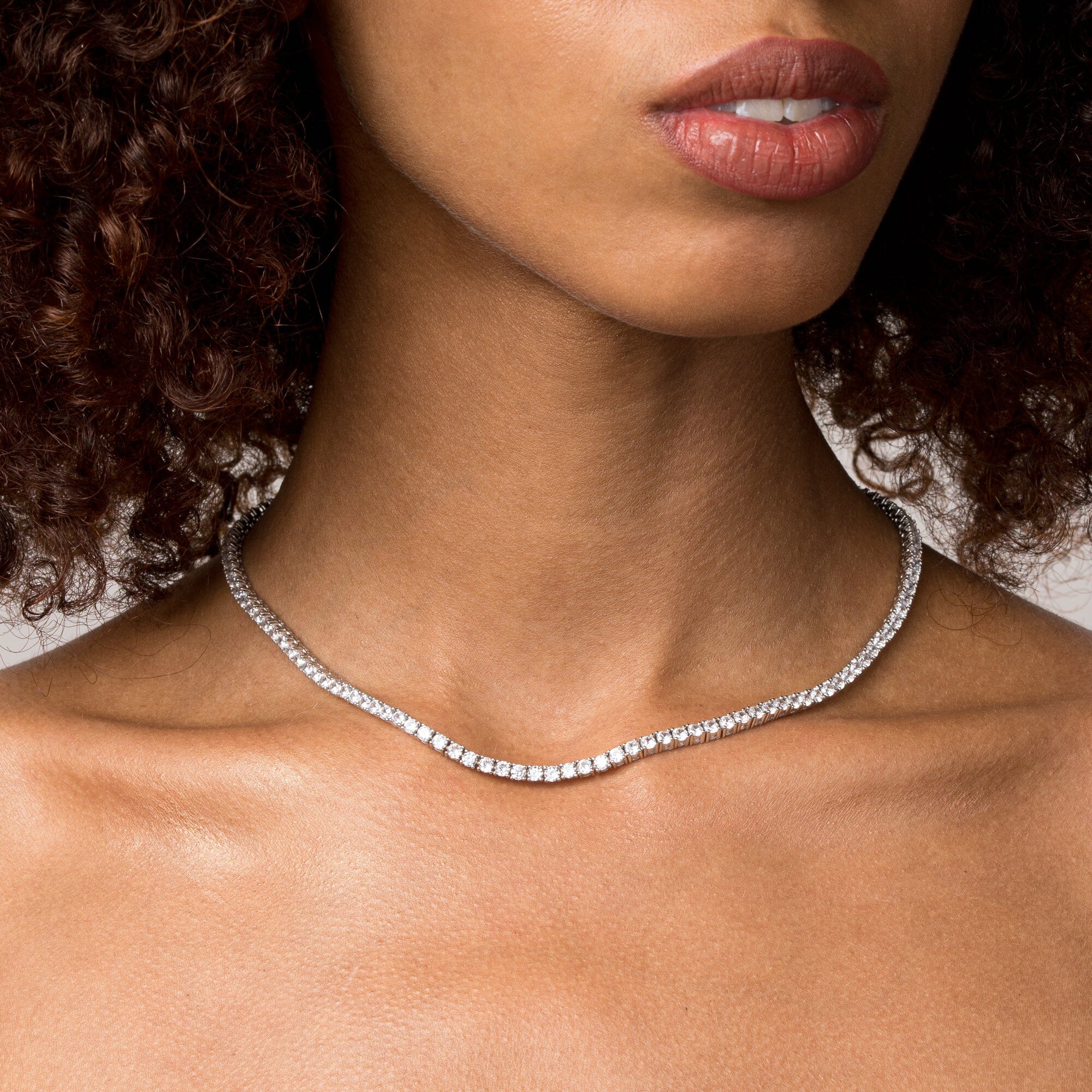 Lab Grown White Sapphire Tennis Necklace