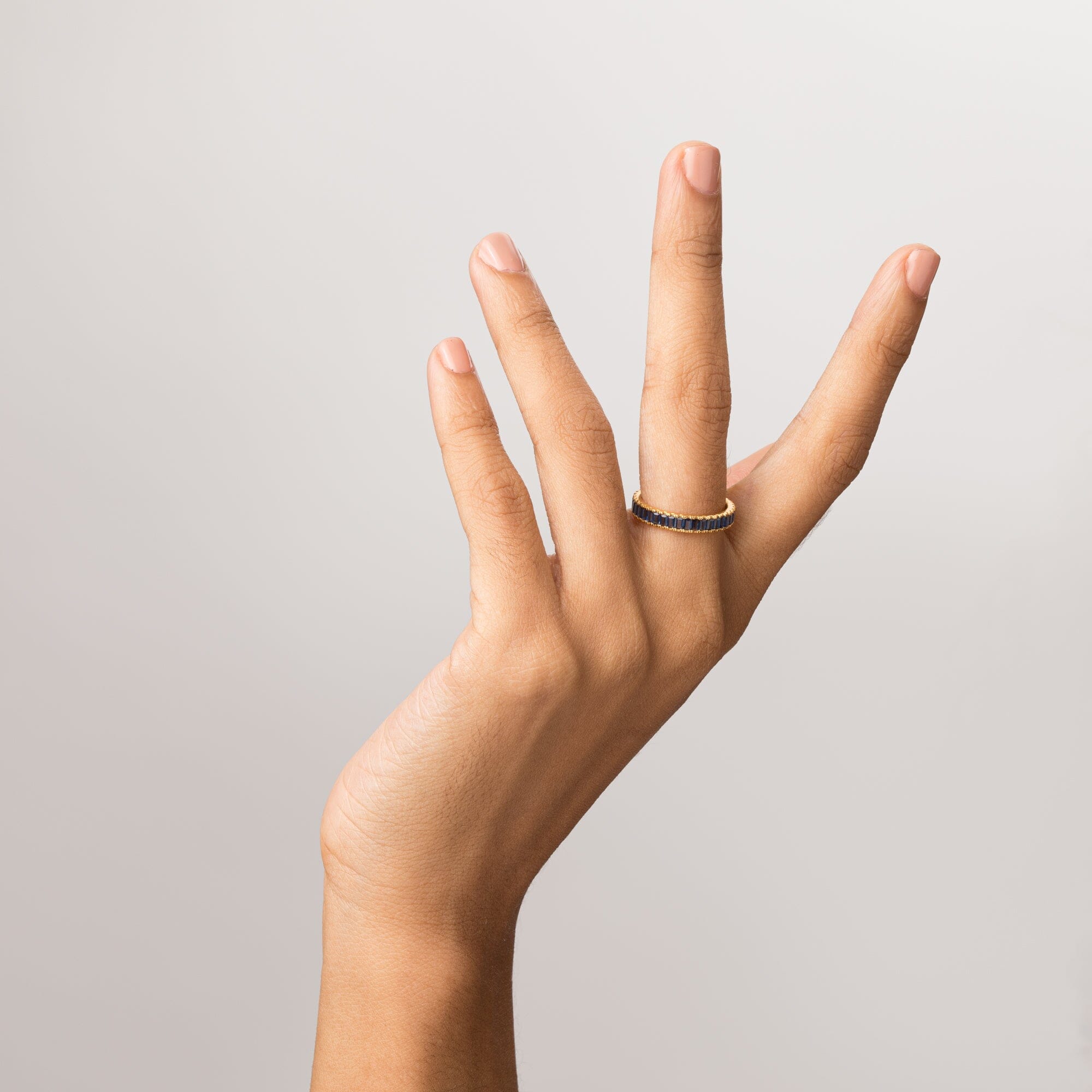 Lab Grown Blue Sapphire Baguette Eternity Ring