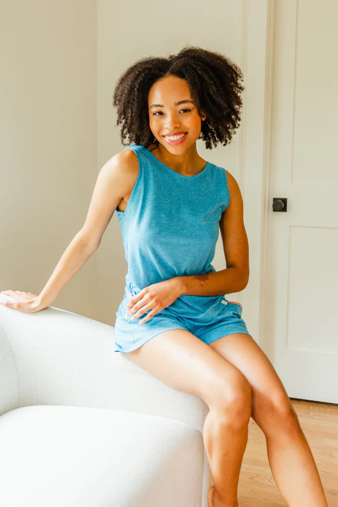Pima Sleeveless Pajama Set (Turquoise)