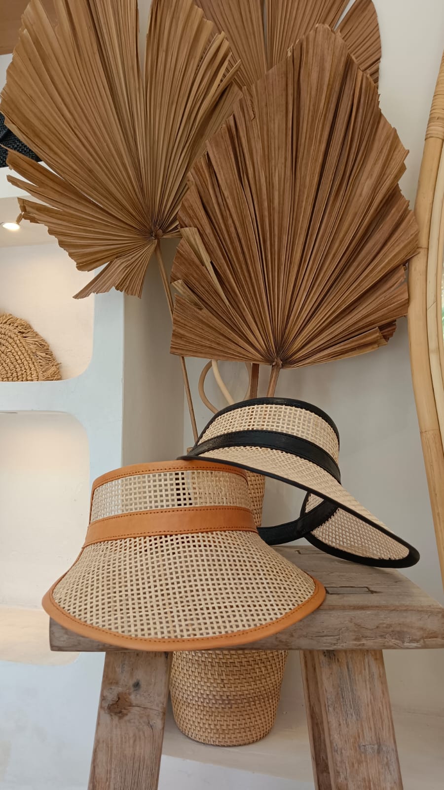 Sumi Leather and Cane Rattan Visor for Kids