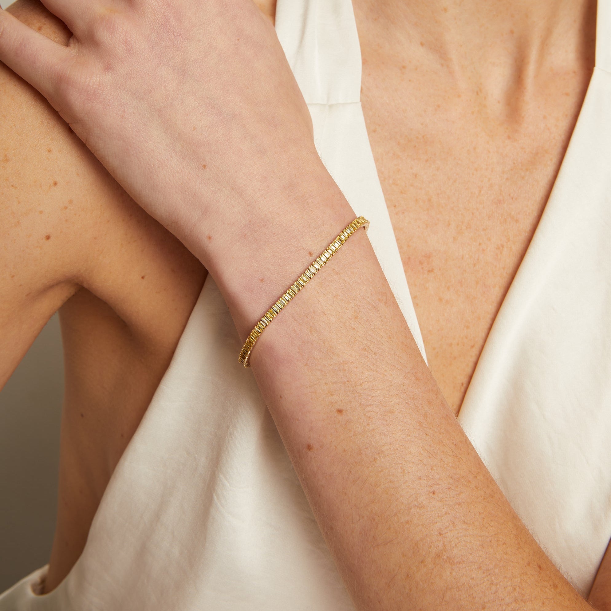 Lab Grown Citrine Baguette Tennis Bracelet