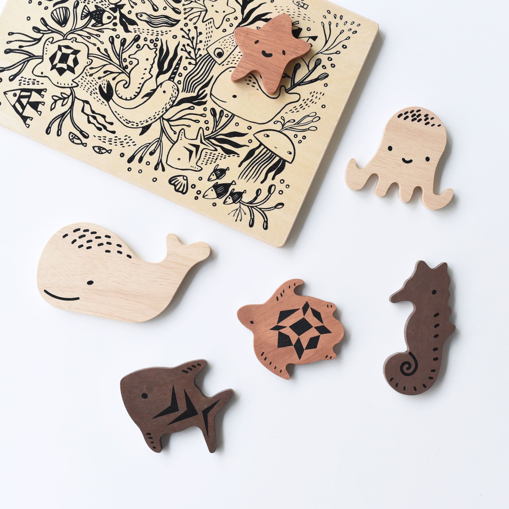 Wooden Tray Puzzle (Ocean Animals)