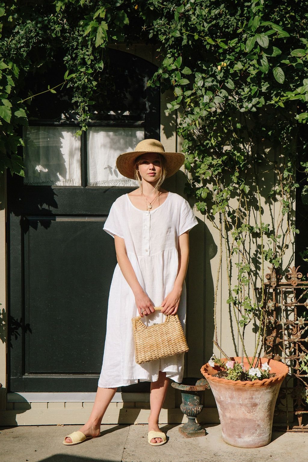 Charlotte Linen Dress (White)