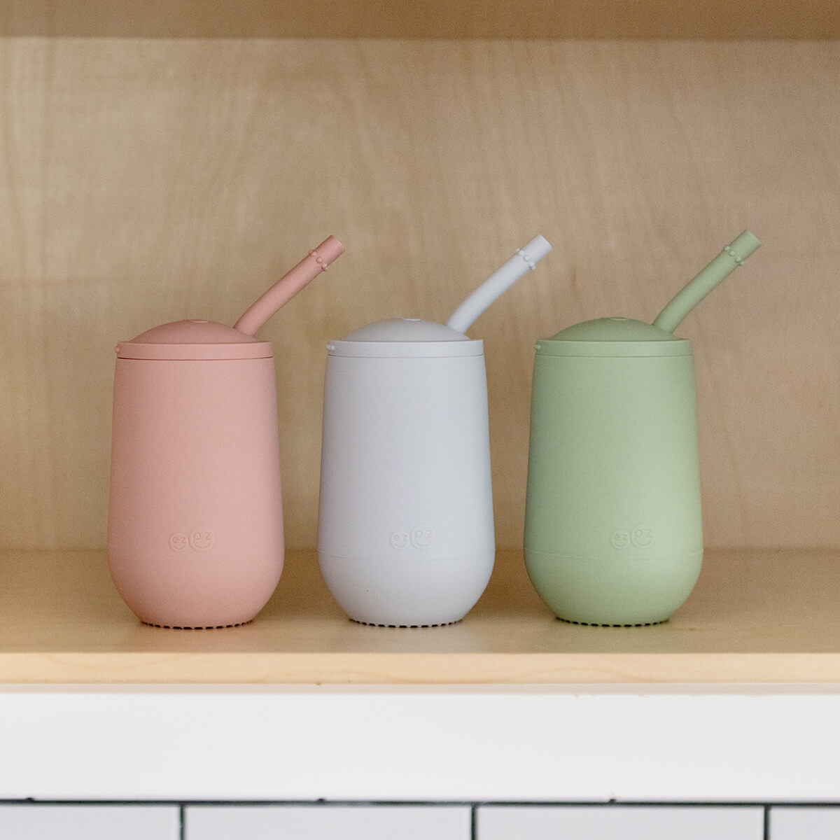 Happy Cup and Straw in Blush / Silicone Cup with Lid and Straw for Toddlers by ezpz #color_blush