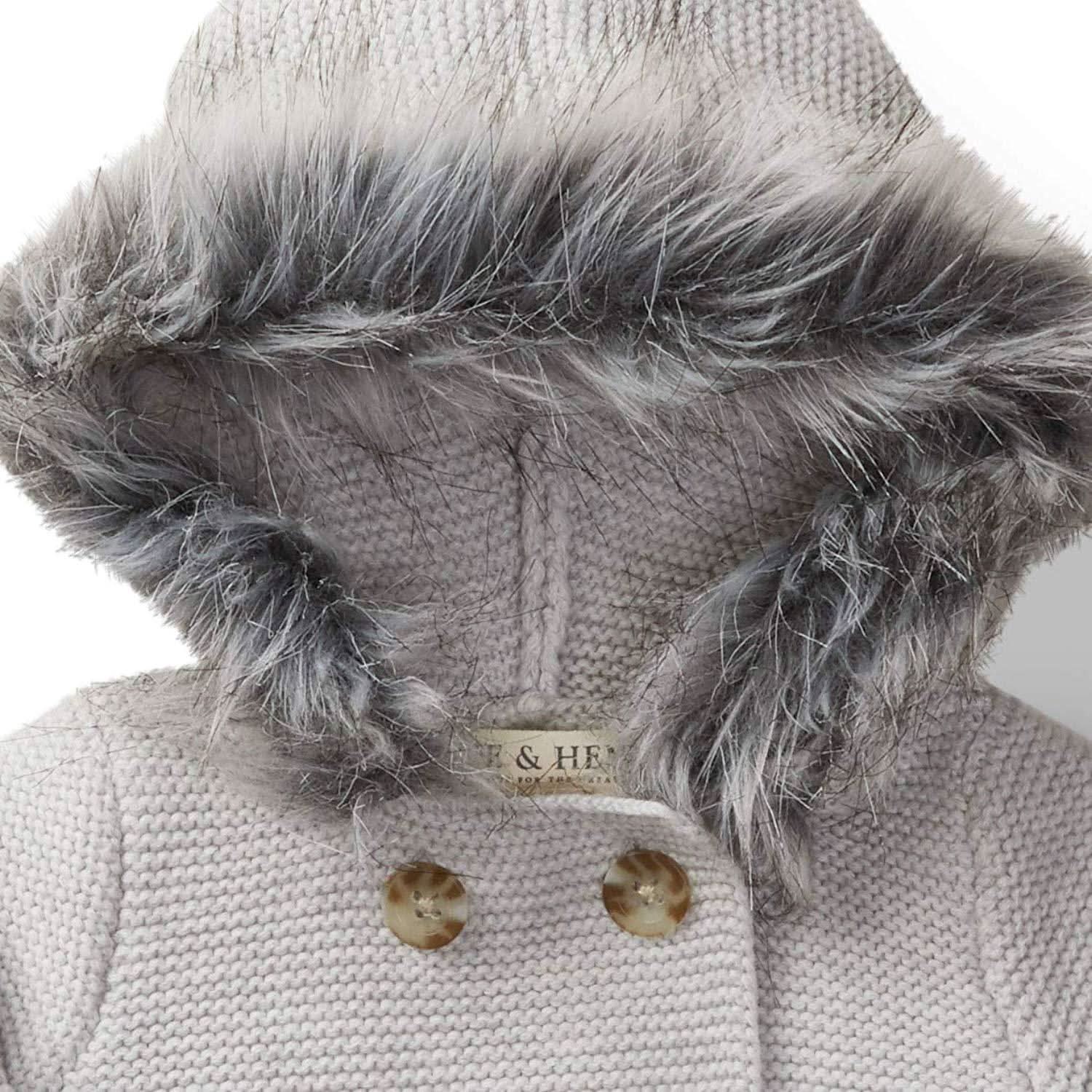 Faux Fur Hooded Sweater Set (Light Gray)