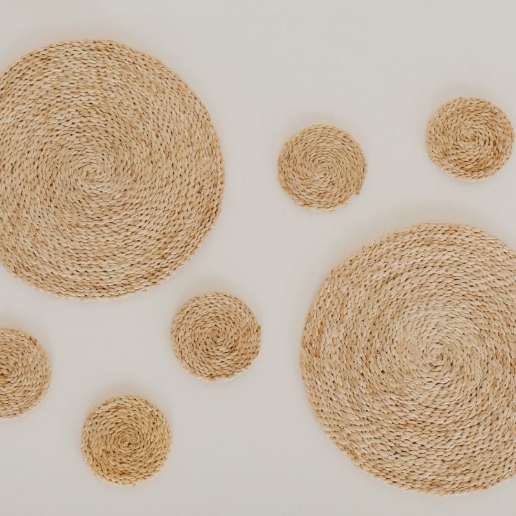 Handwoven Jute Round Coasters (Set of 8)