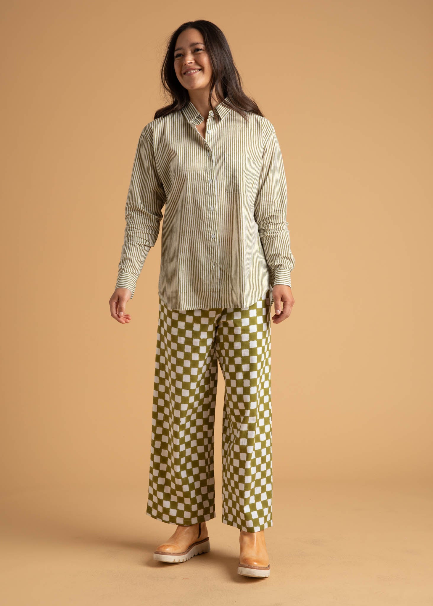 Shore Pant - Checkerboard Olive Oil 1
