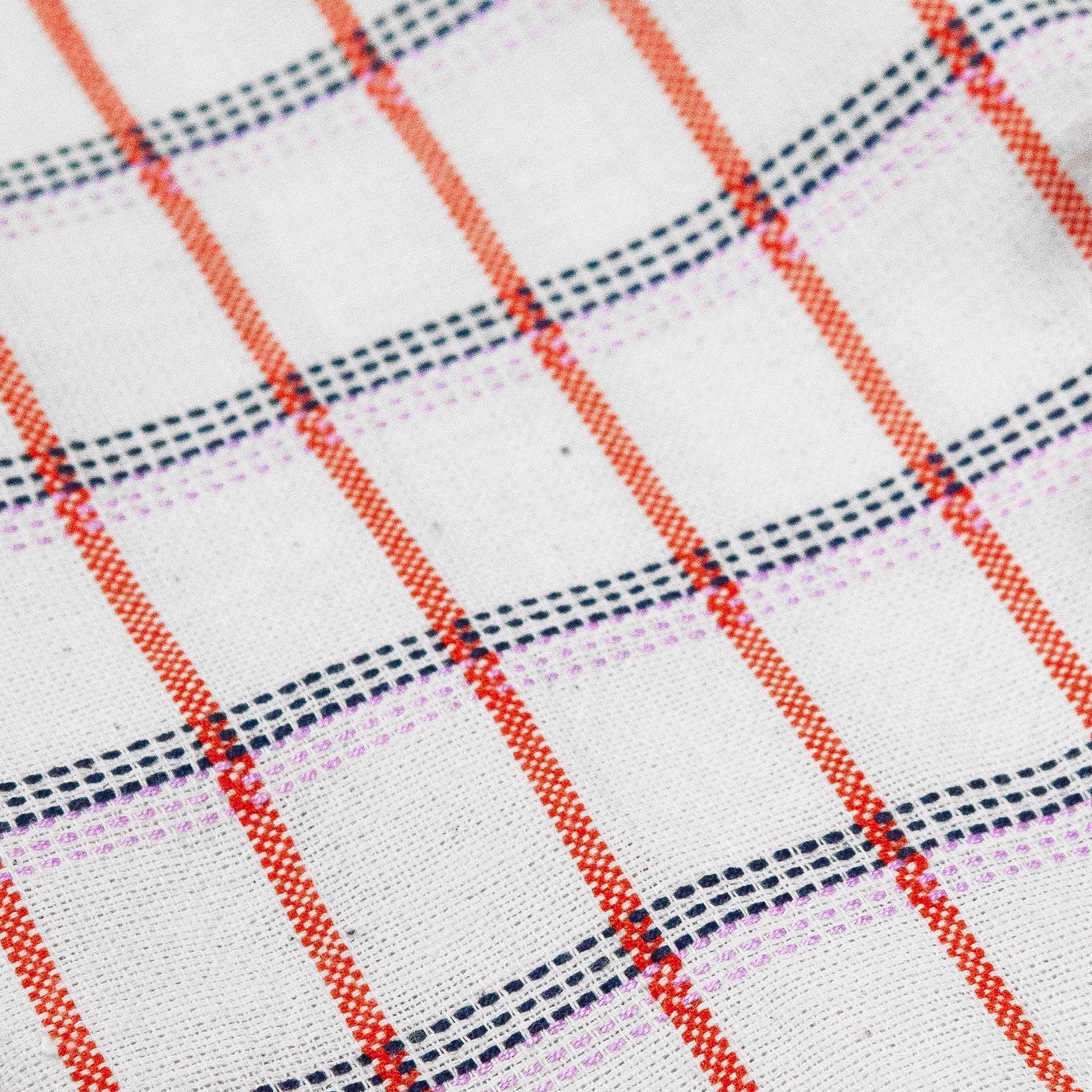 San Lucas Plaid Table Runner (White & Orange)