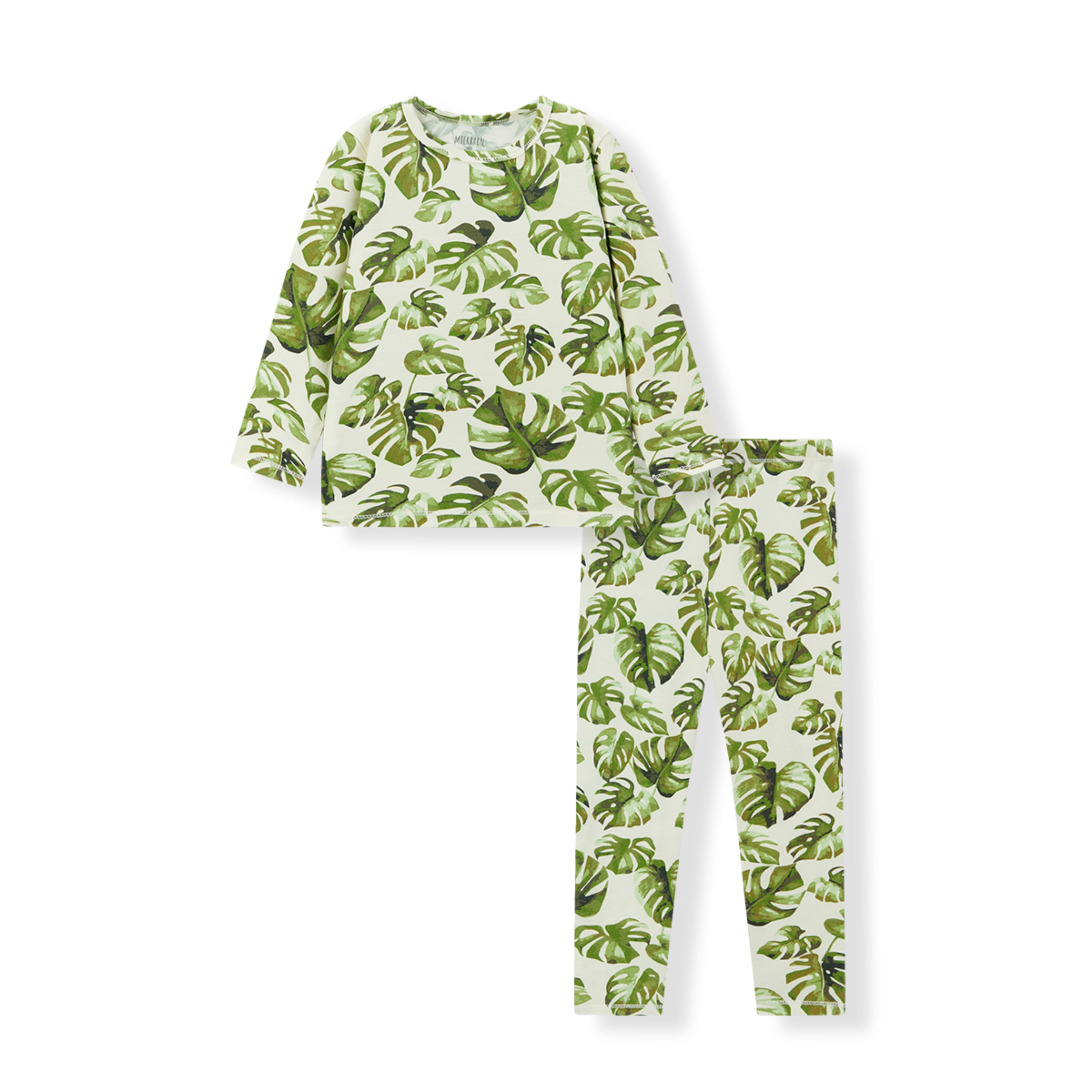 Island Leaf Cotton Stretch Long Sleeve Two Piece Pajama Set