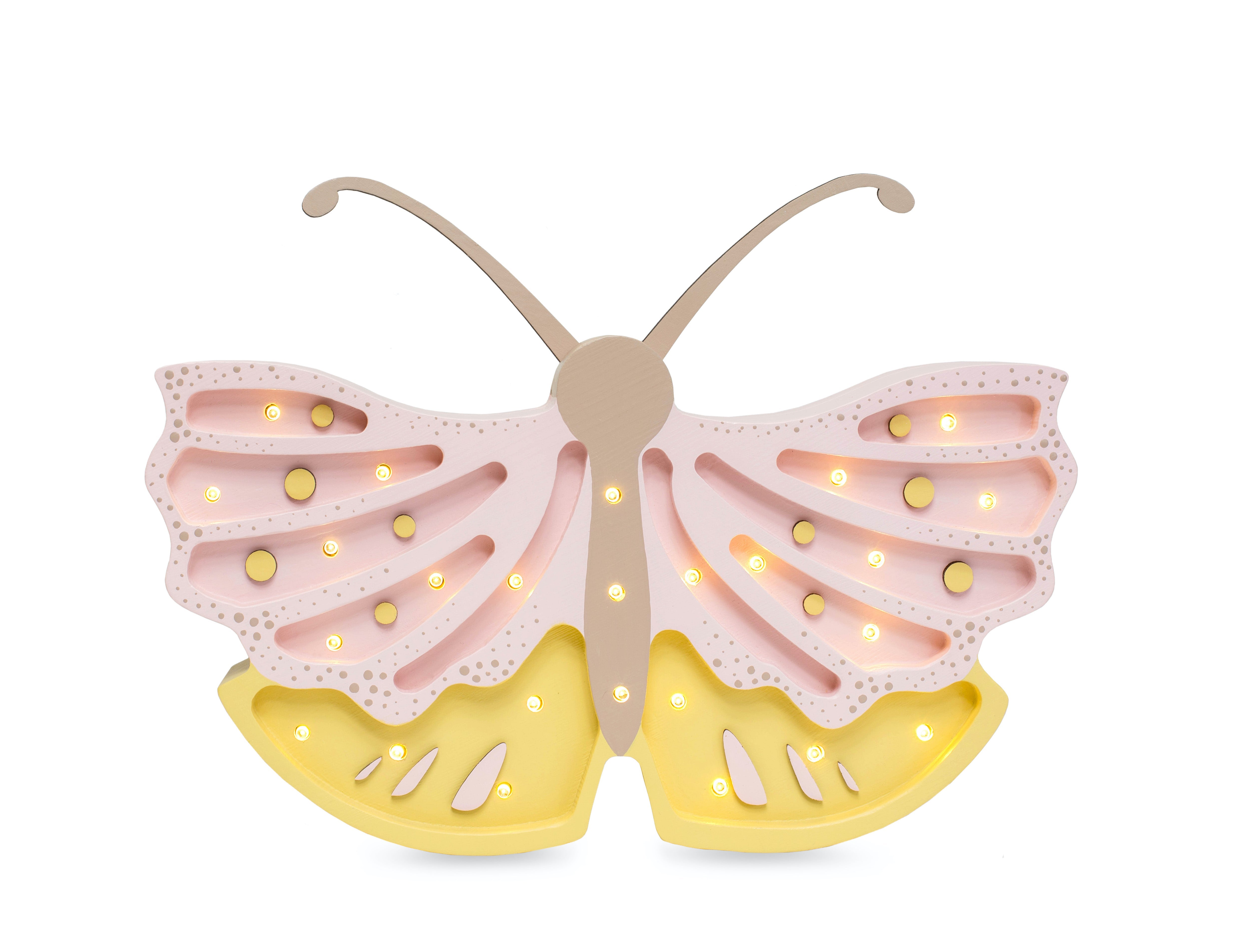 Little Lights Butterfly Lamp in Honey Rose – handmade wooden nursery lamp