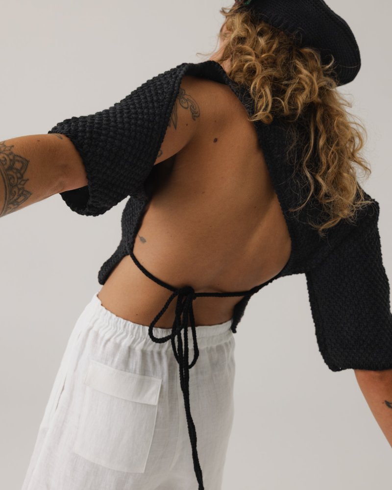 Lake Galvė Cotton Crop Top (Black)