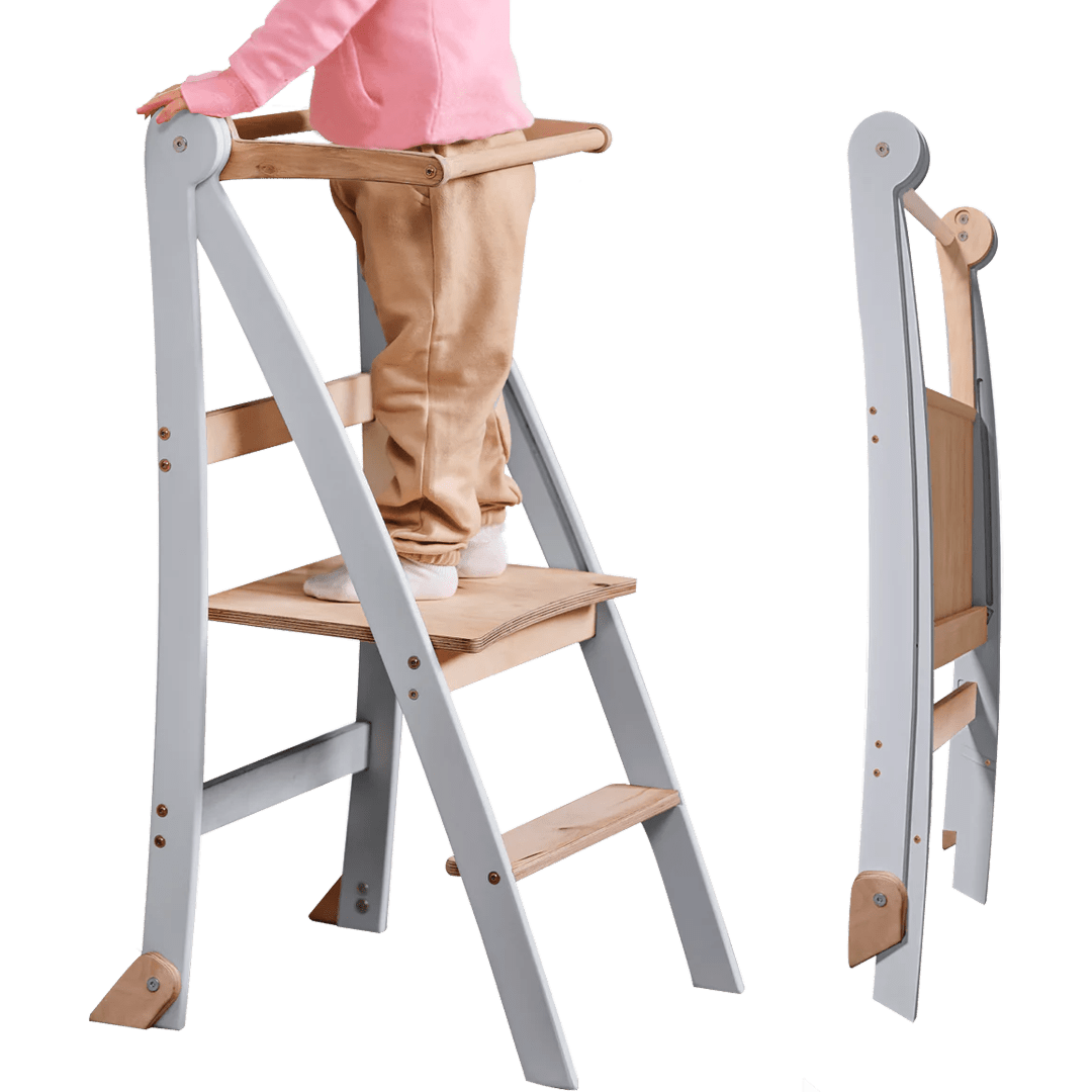 Learning Tower: Foldable Step Stool for Toddlers - Gray - Goodevas