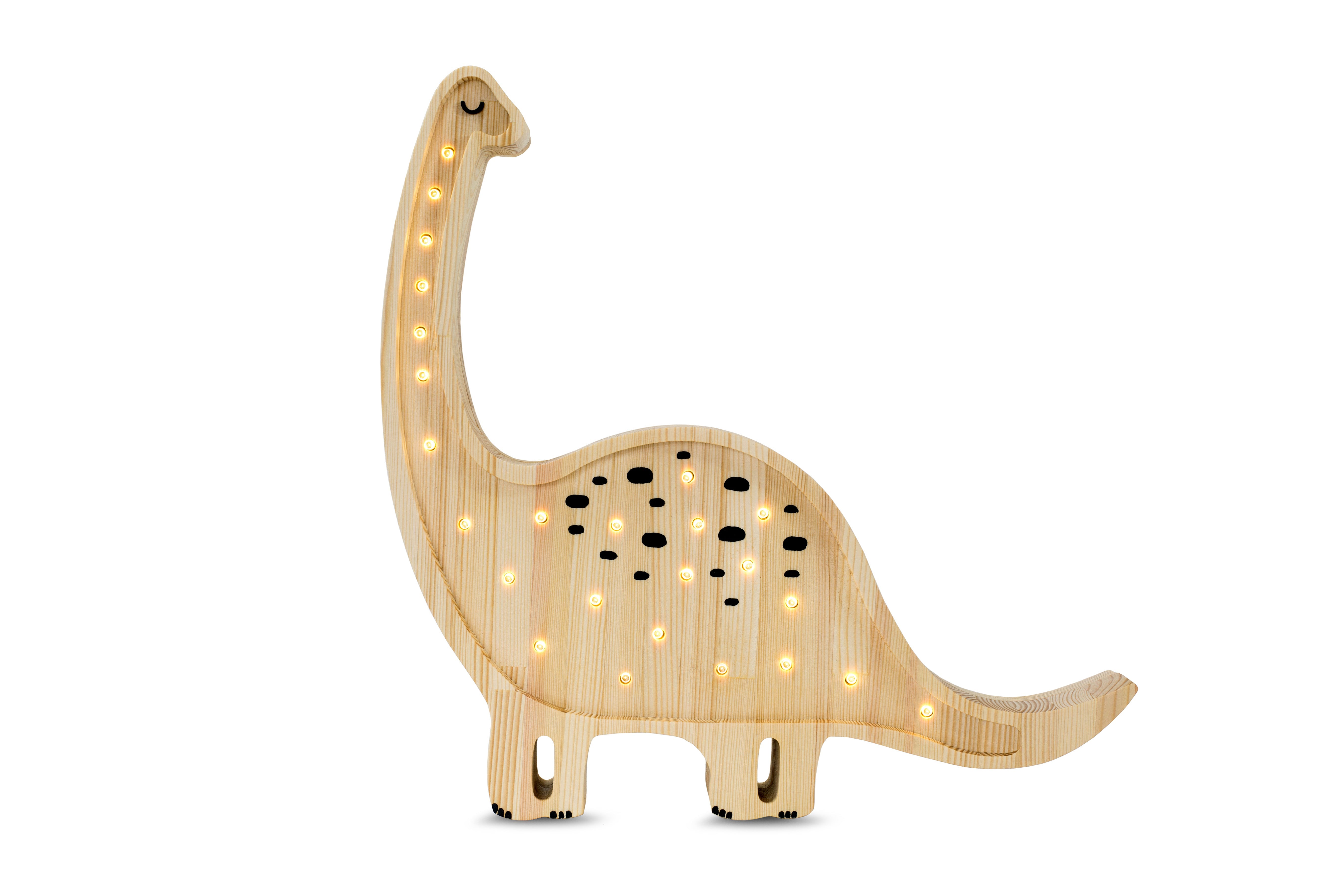 Jurassic Wood Dino Diplodocus Lamp – handmade wooden night light for kids
