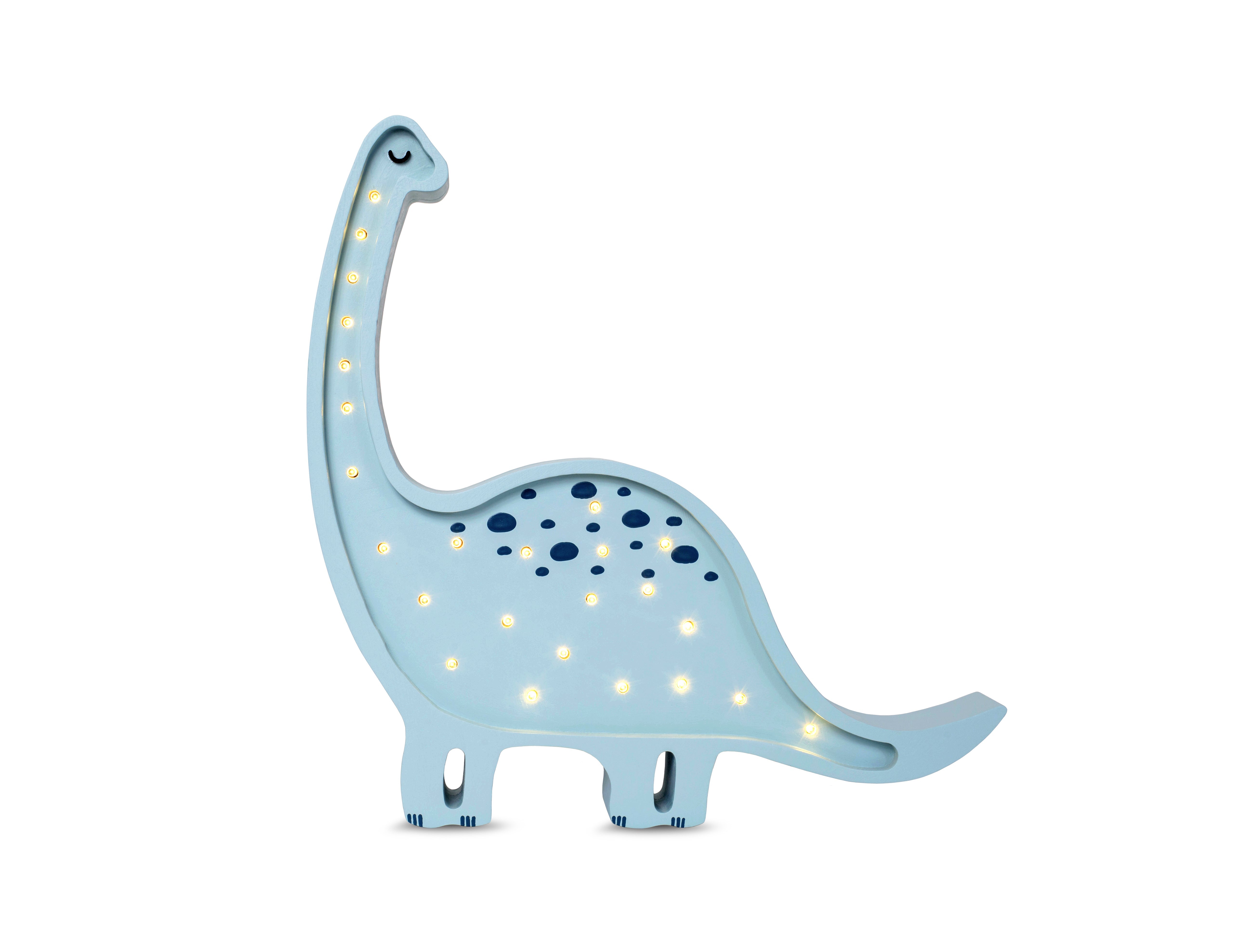 Prehistoric Blue Dino Diplodocus Lamp – handmade wooden kids lamp by Little Lights