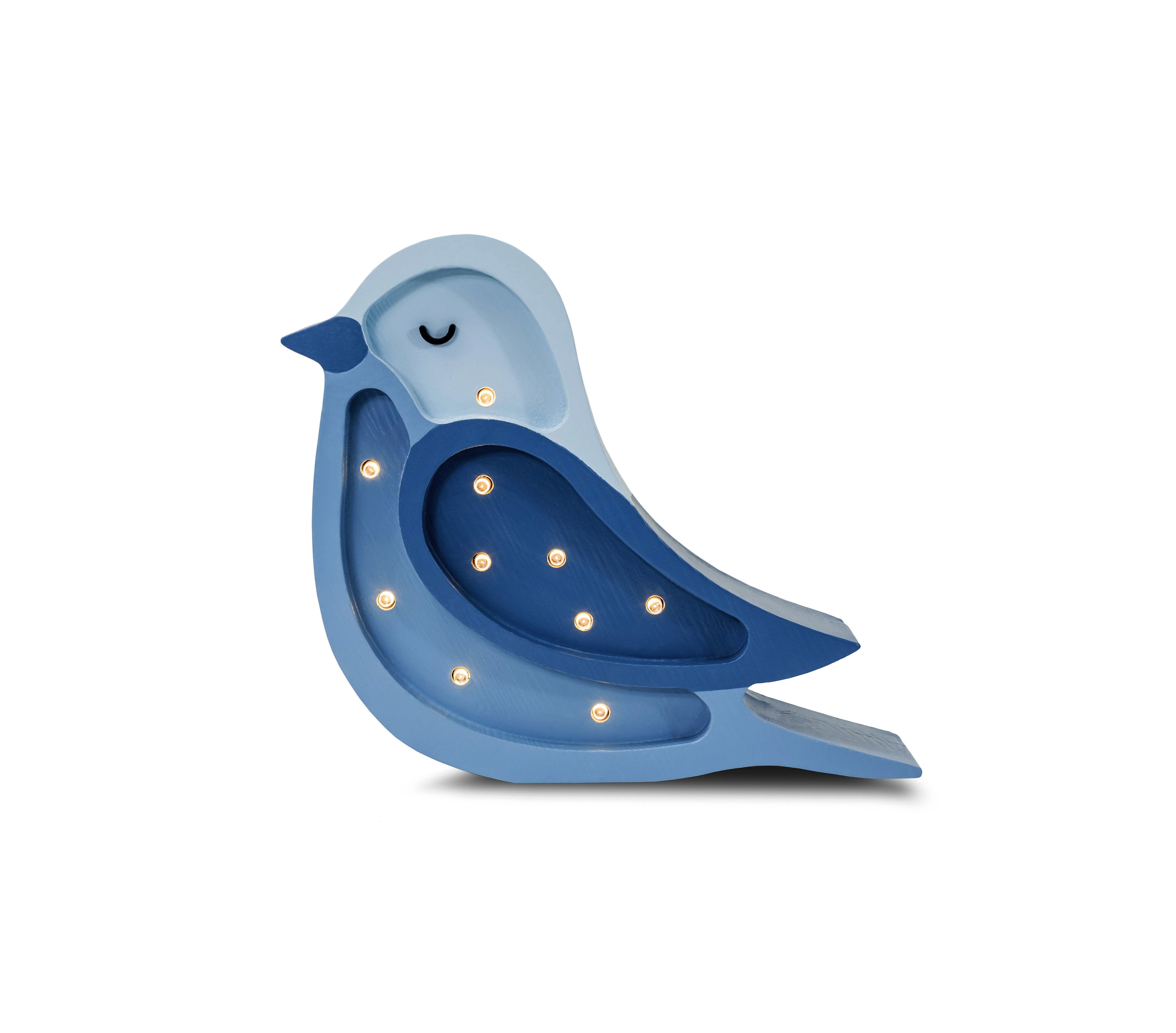 Little Lights Mini Bird Lamp in Denim Blue – wooden handmade night light