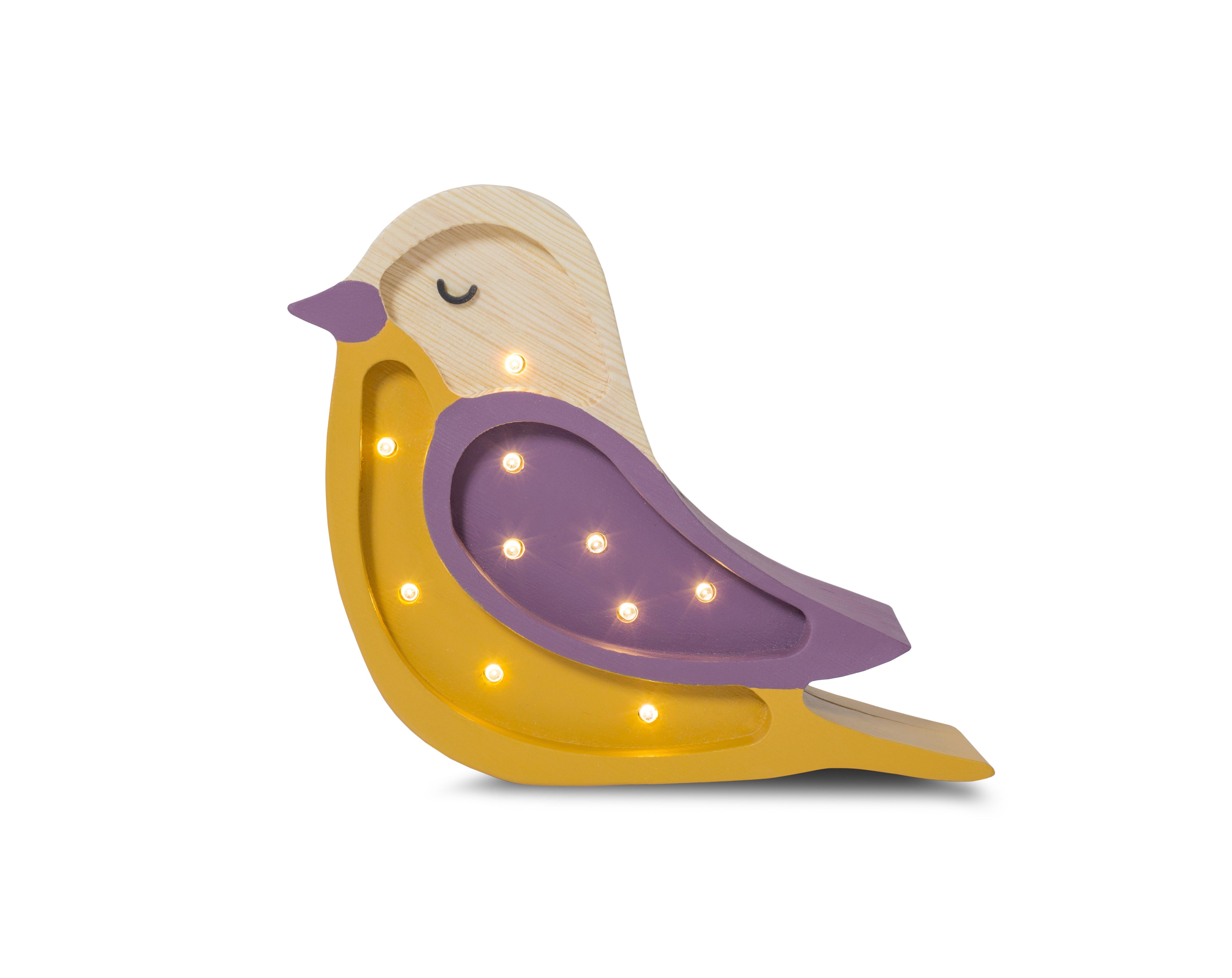 Little Lights Mini Bird Lamp in Maroon – handmade wooden night light